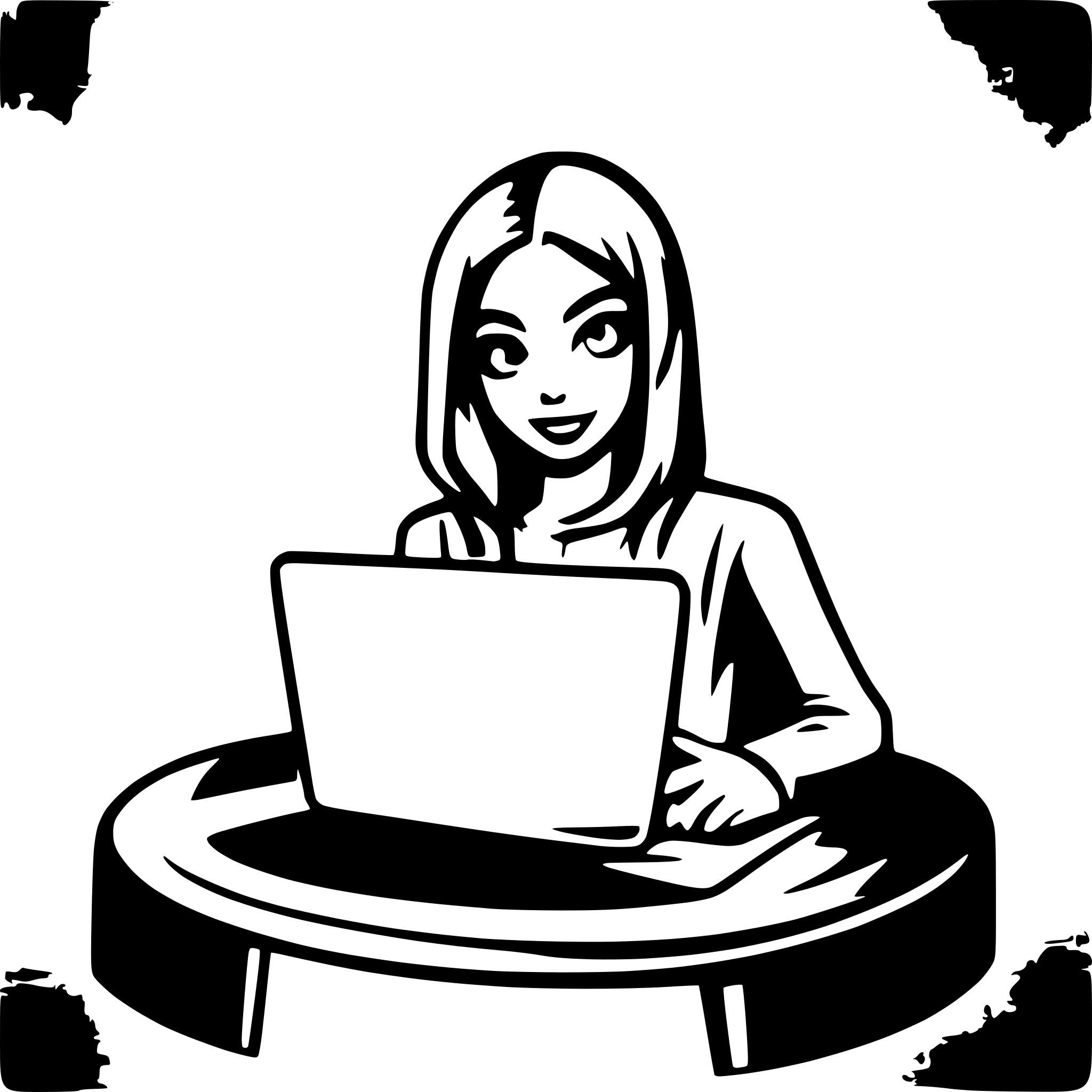 AI-generated SVG of a Hacker Girl sitting behind laptop