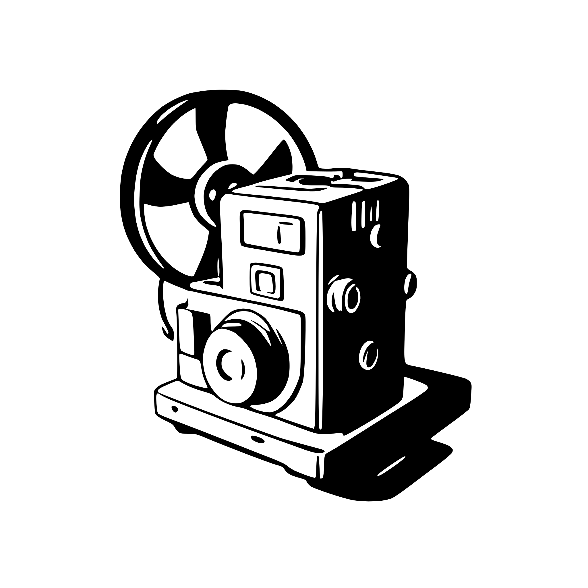 AI-generated SVG of a vintage camera with film reel