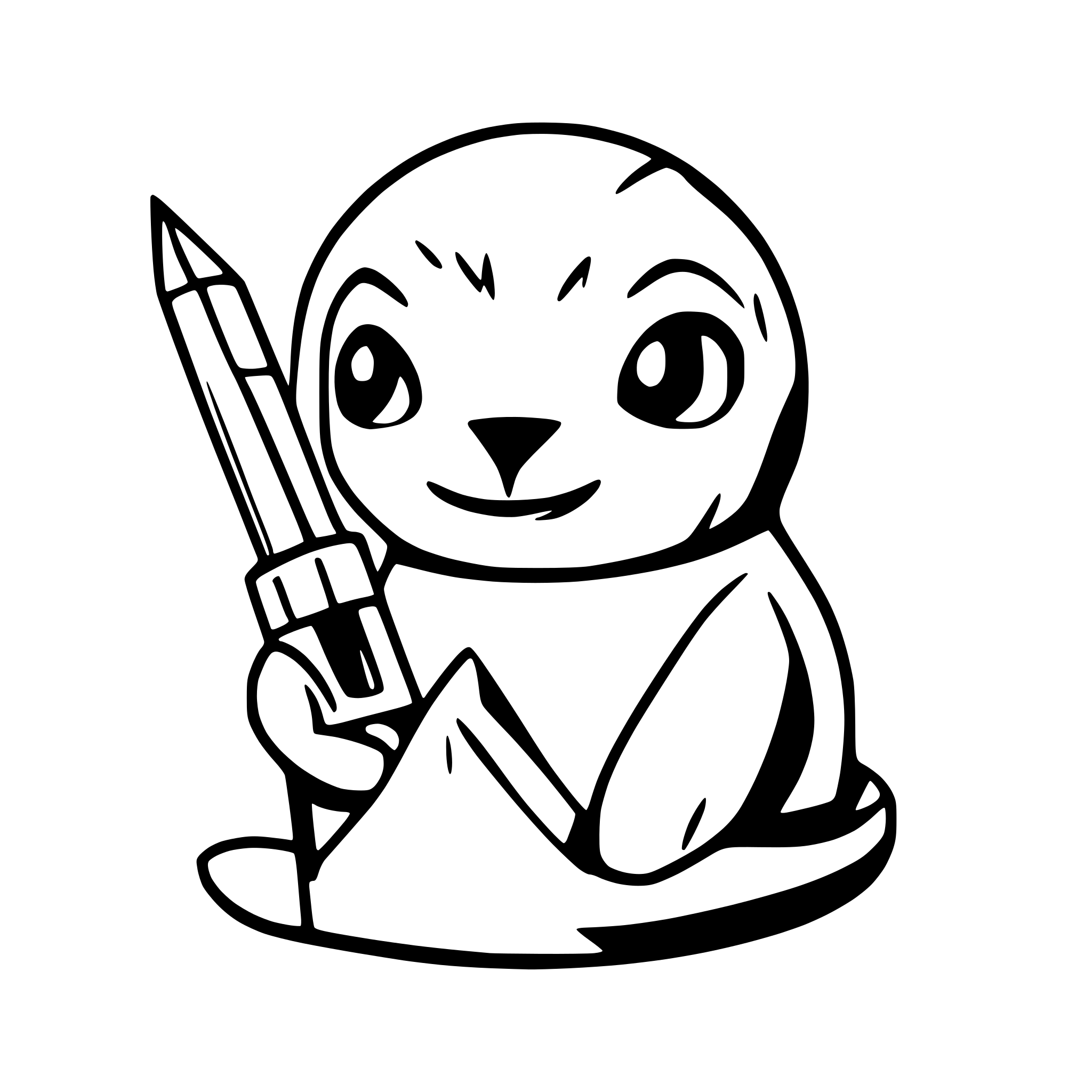 AI-generated SVG of a A seal holding a pen