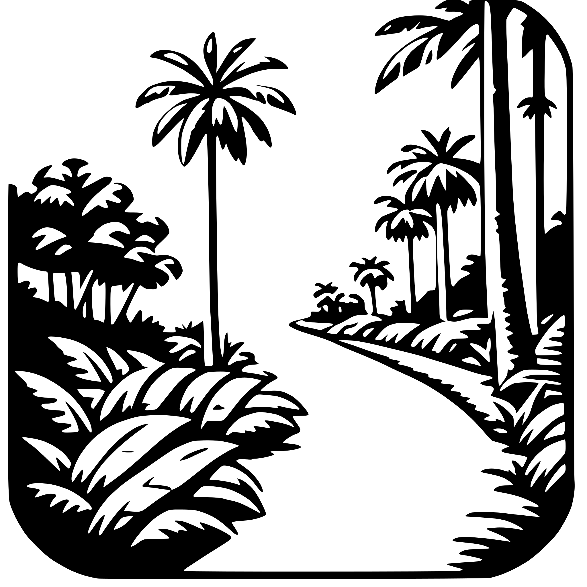 AI-generated SVG of 'tropical rainforest trek'