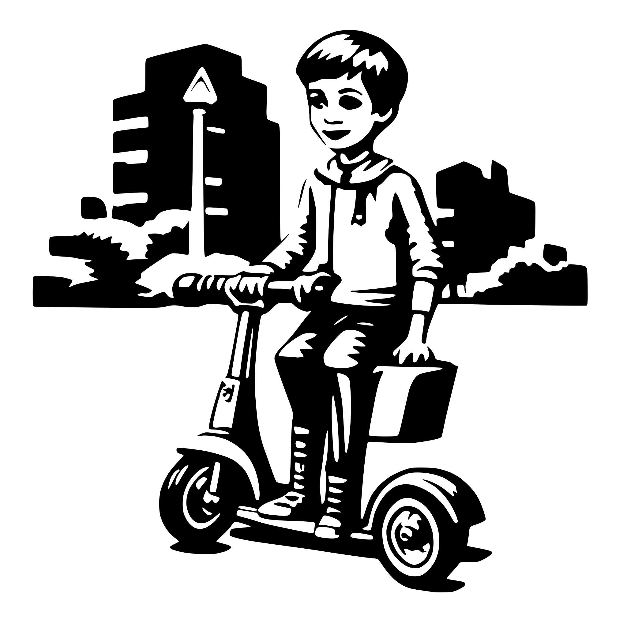 AI-generated SVG of a boy with scooter