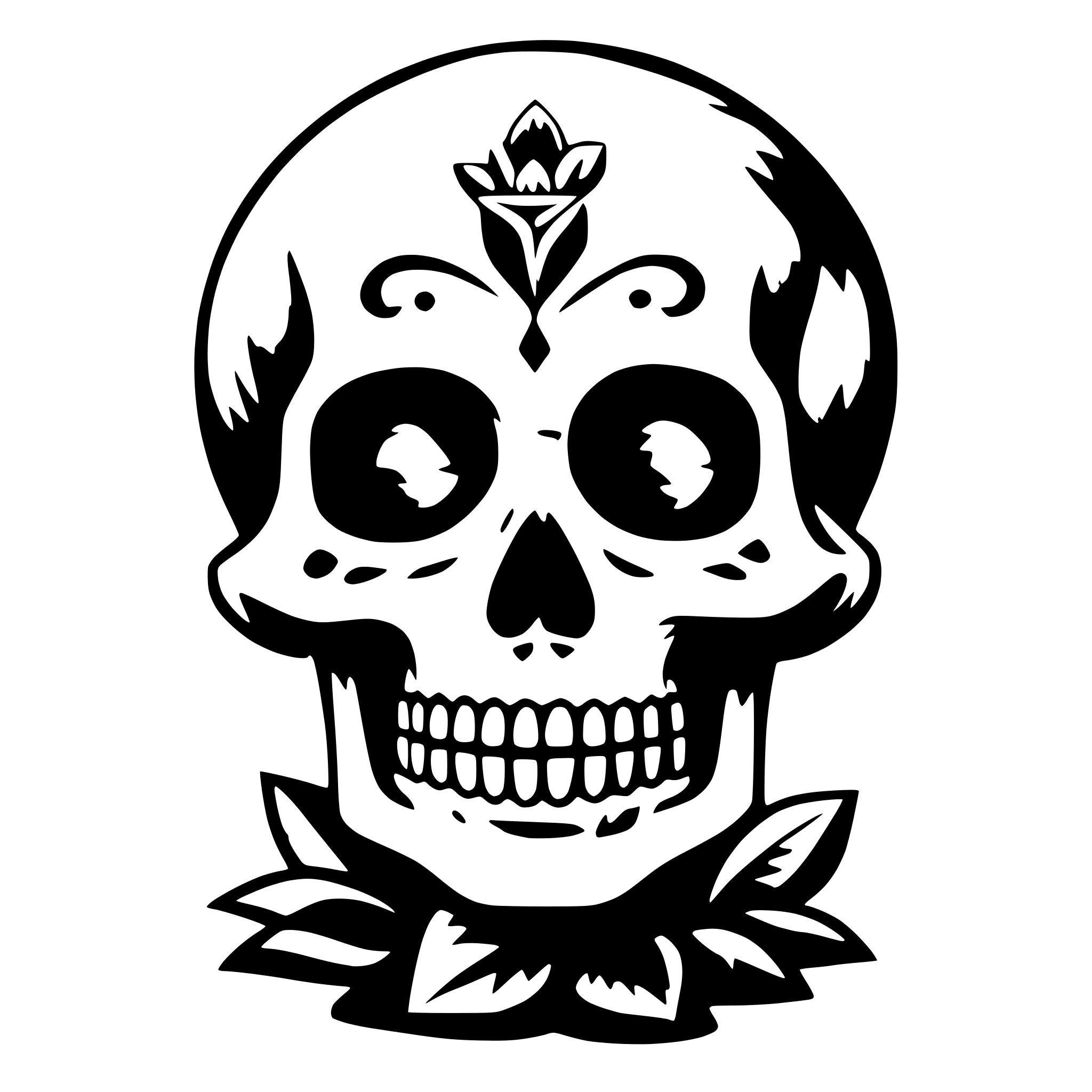 AI-generated SVG of a Flowers on the top of the skull