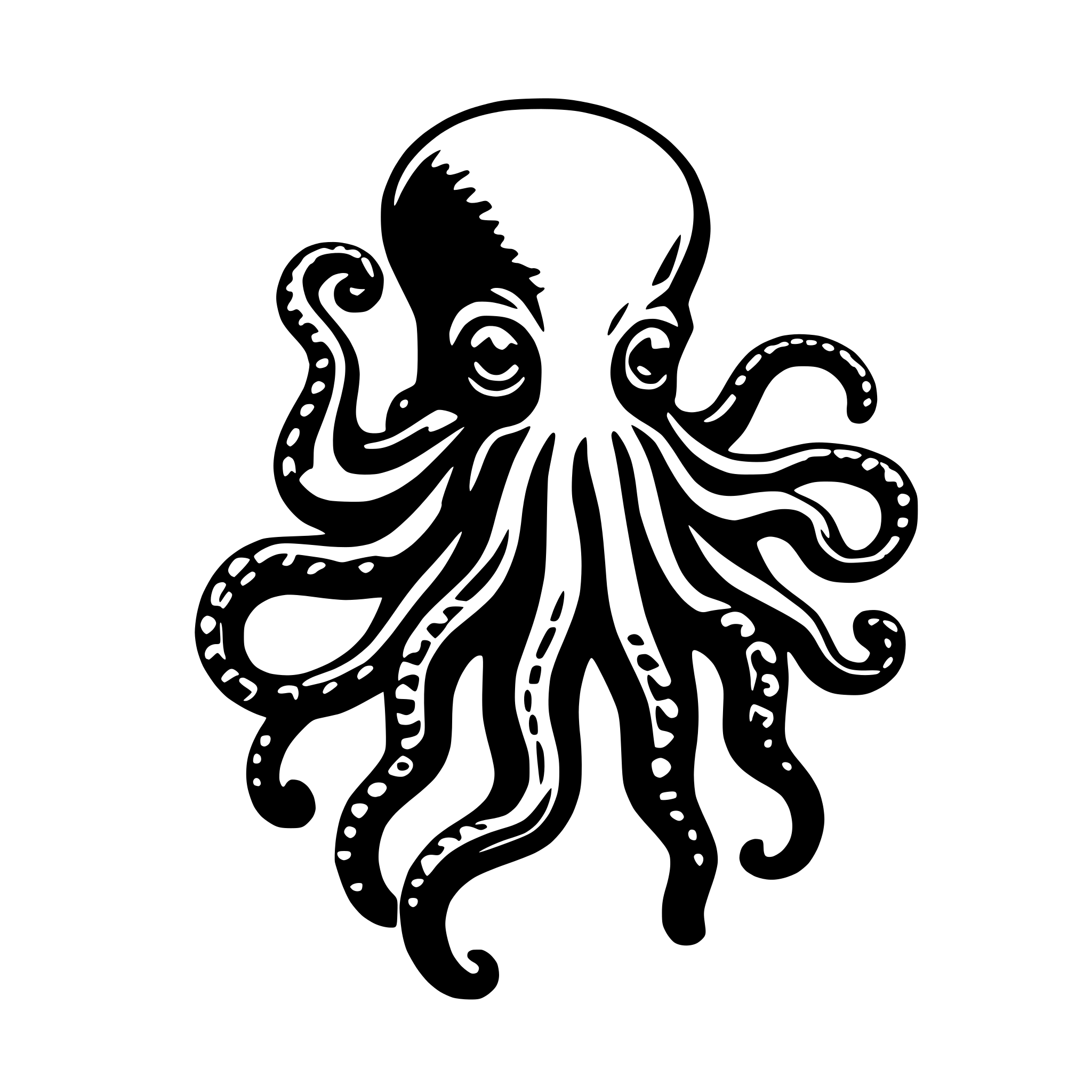 AI-generated SVG of 'Octopus ukiyoe style'