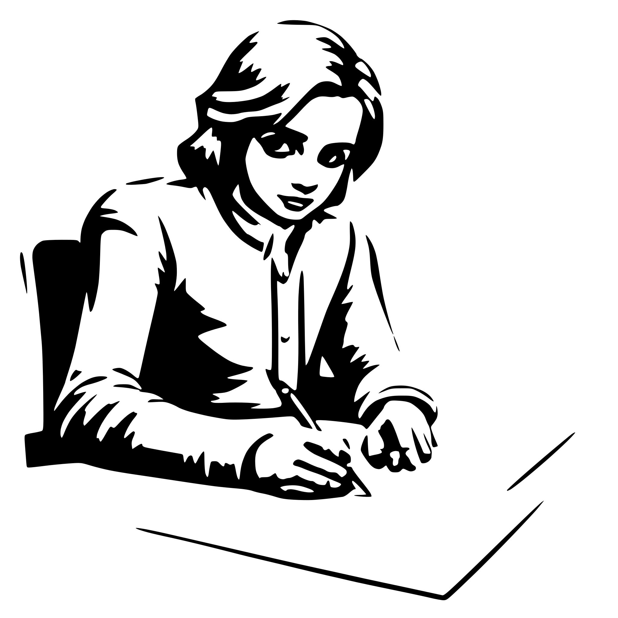 AI-generated SVG of a a person writing on paper very focused