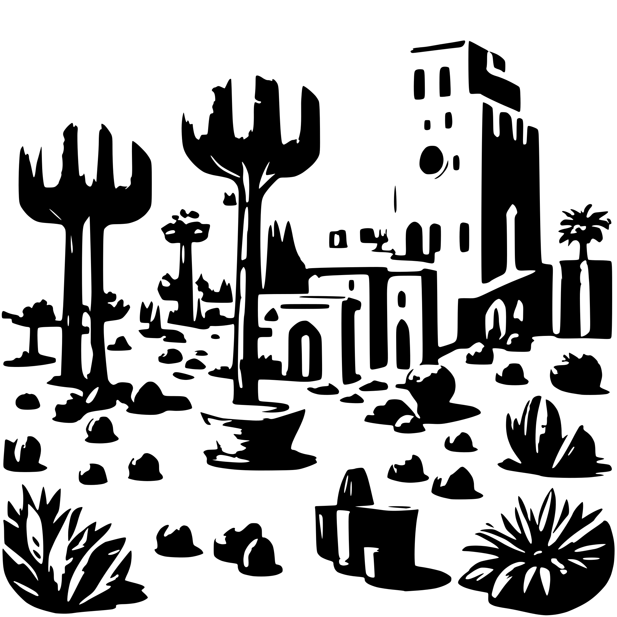 AI-generated SVG of 'a group of different cults living in Andalusia in peace.'