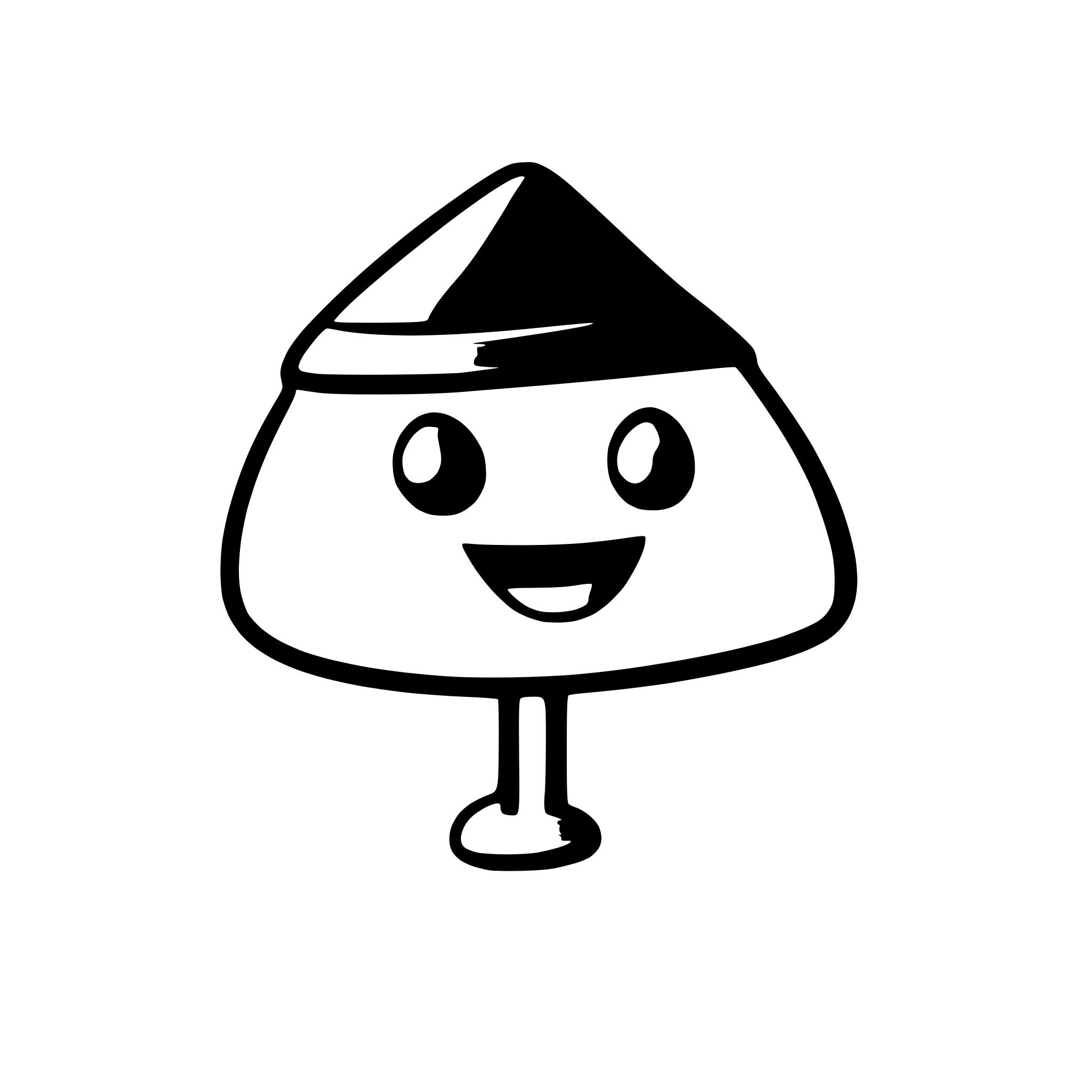 AI-generated SVG of a flat 2d blob that has eyes and mouth, and a small hat