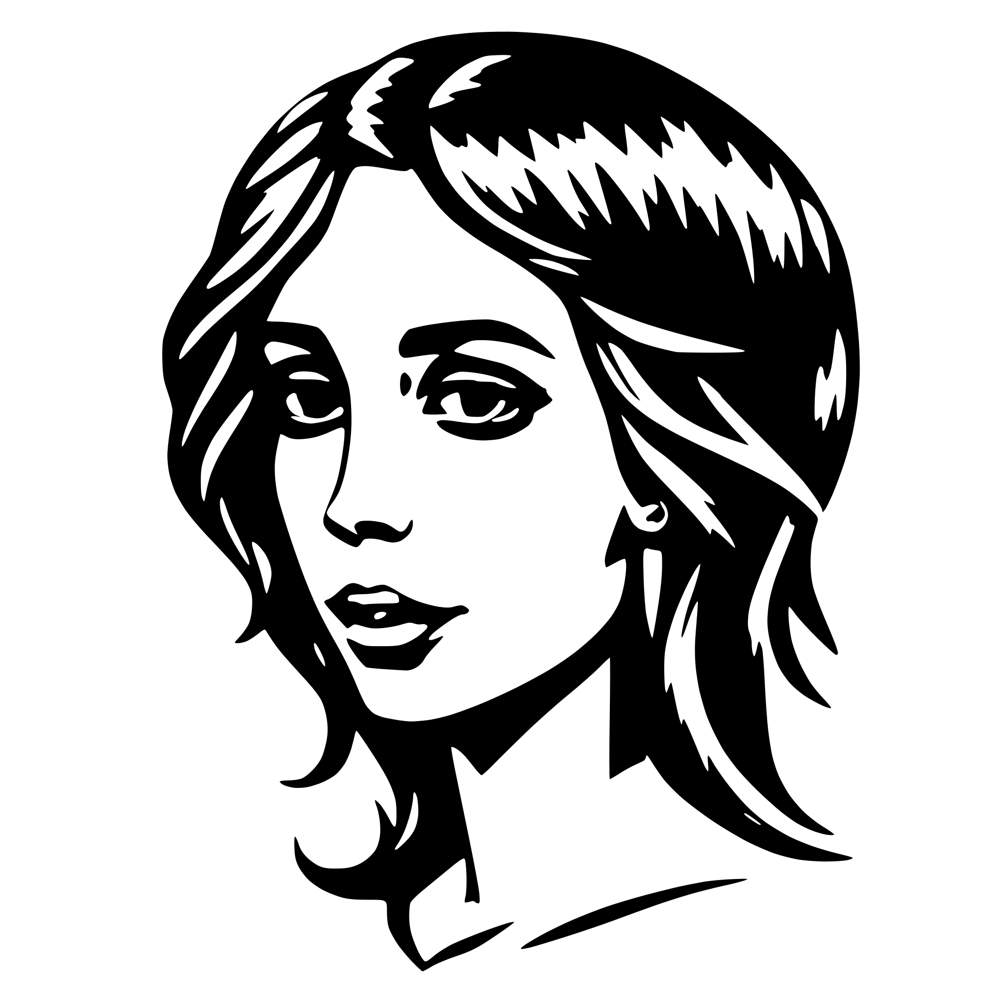 AI-generated SVG of 'female head and shoulders outline with antler'