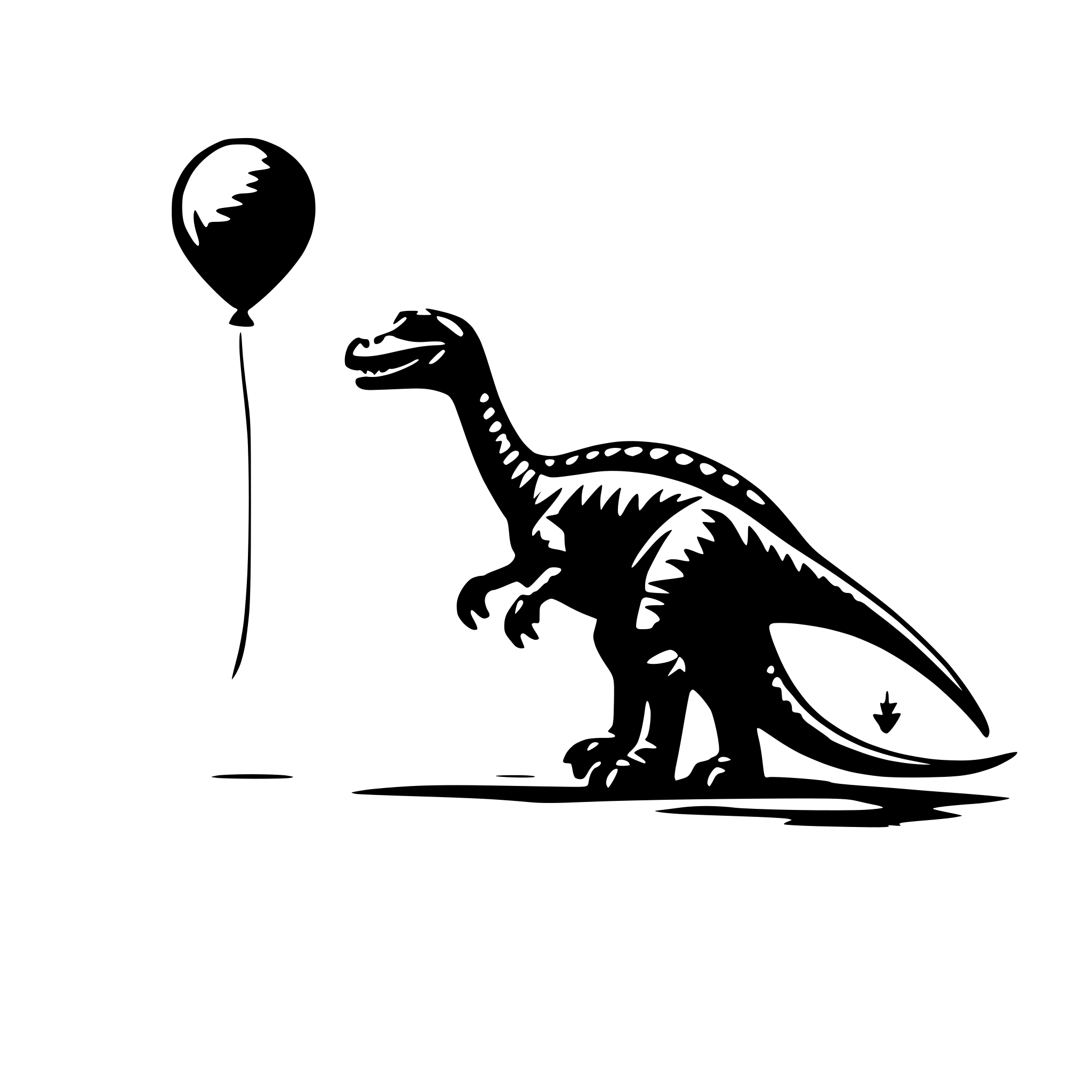 AI-generated SVG of 'dionosaur with a luftbaloon'