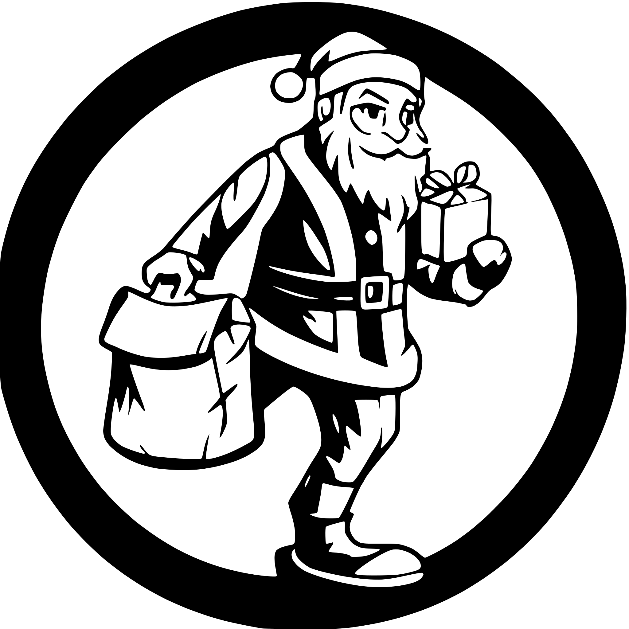 AI-generated SVG of a Generate a Santa Claus who is walking and carrying his sack