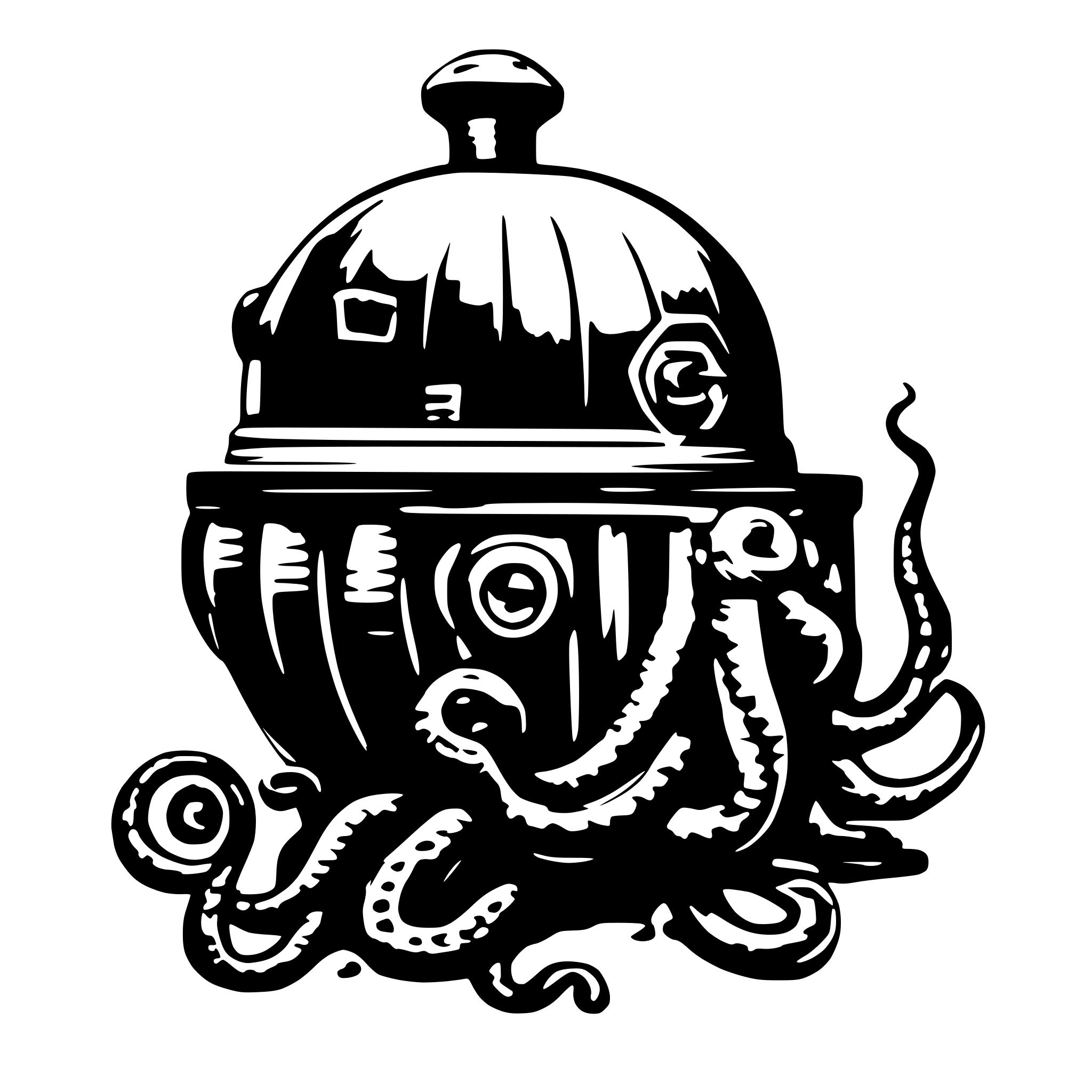 AI-generated SVG of a SEA MINE AND ONE OCTOPUS