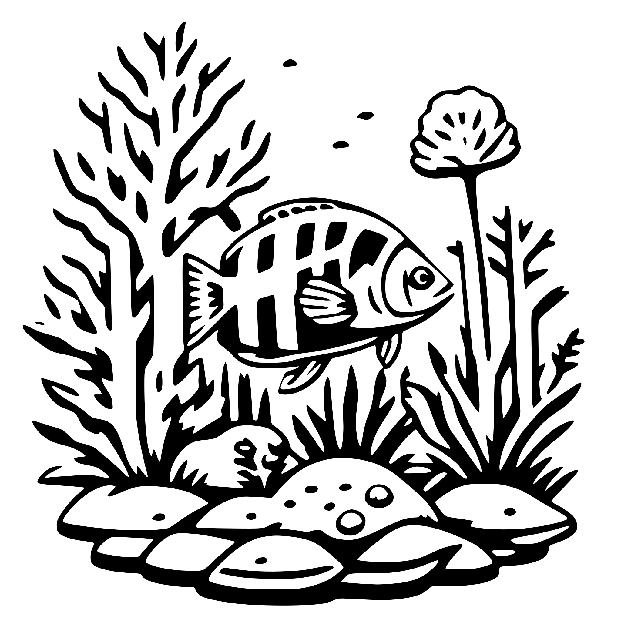 AI-generated SVG of 'coral and fish'