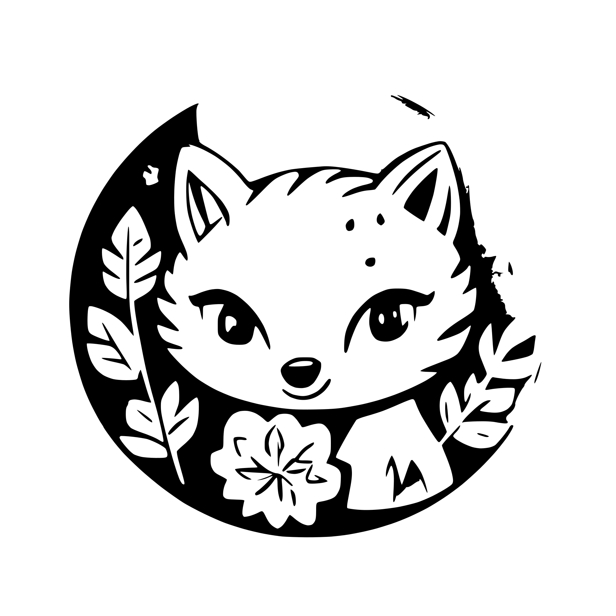 AI-generated SVG of 'round fox face with snowflake'