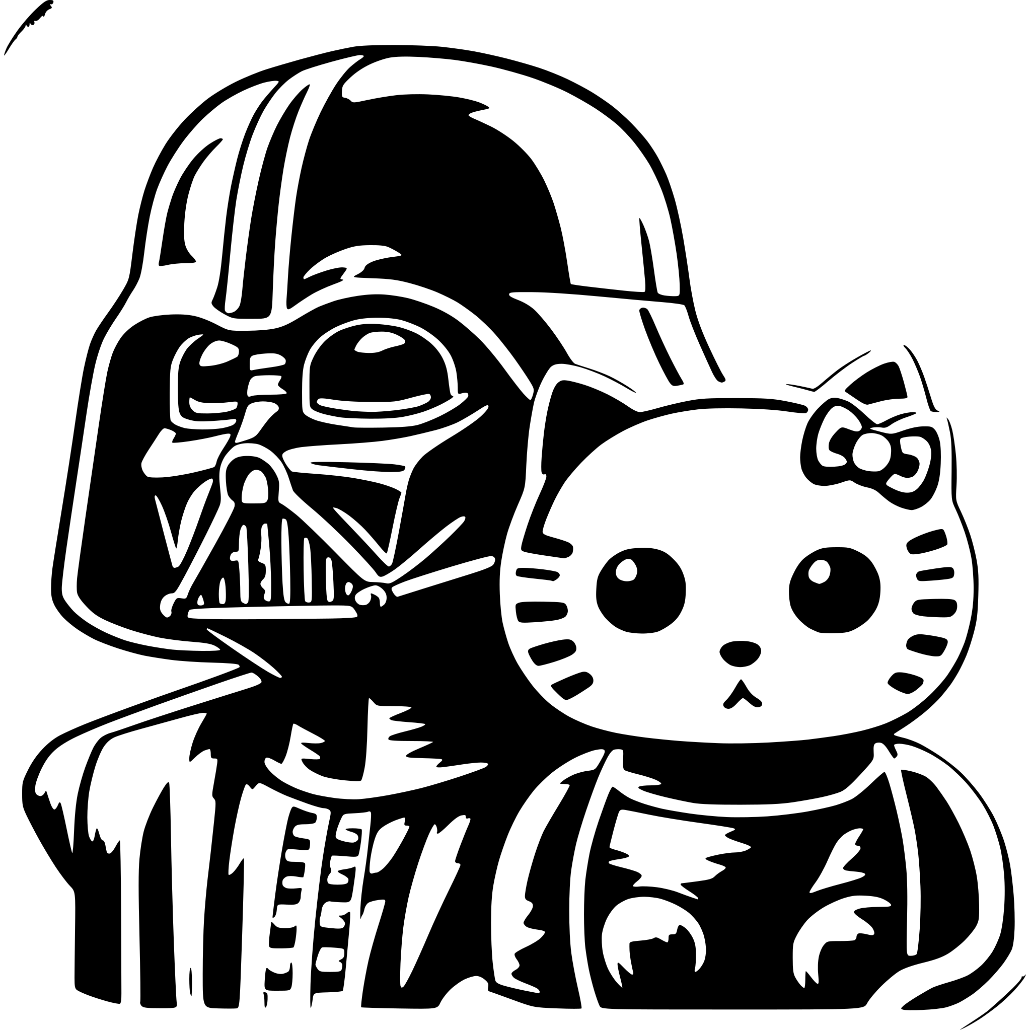 AI-generated SVG of 'darth vader and hello kitty'