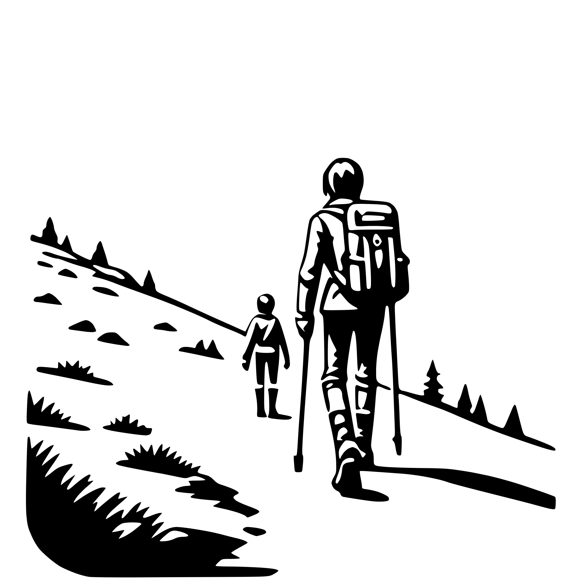 AI-generated SVG of a high-altitude hiking