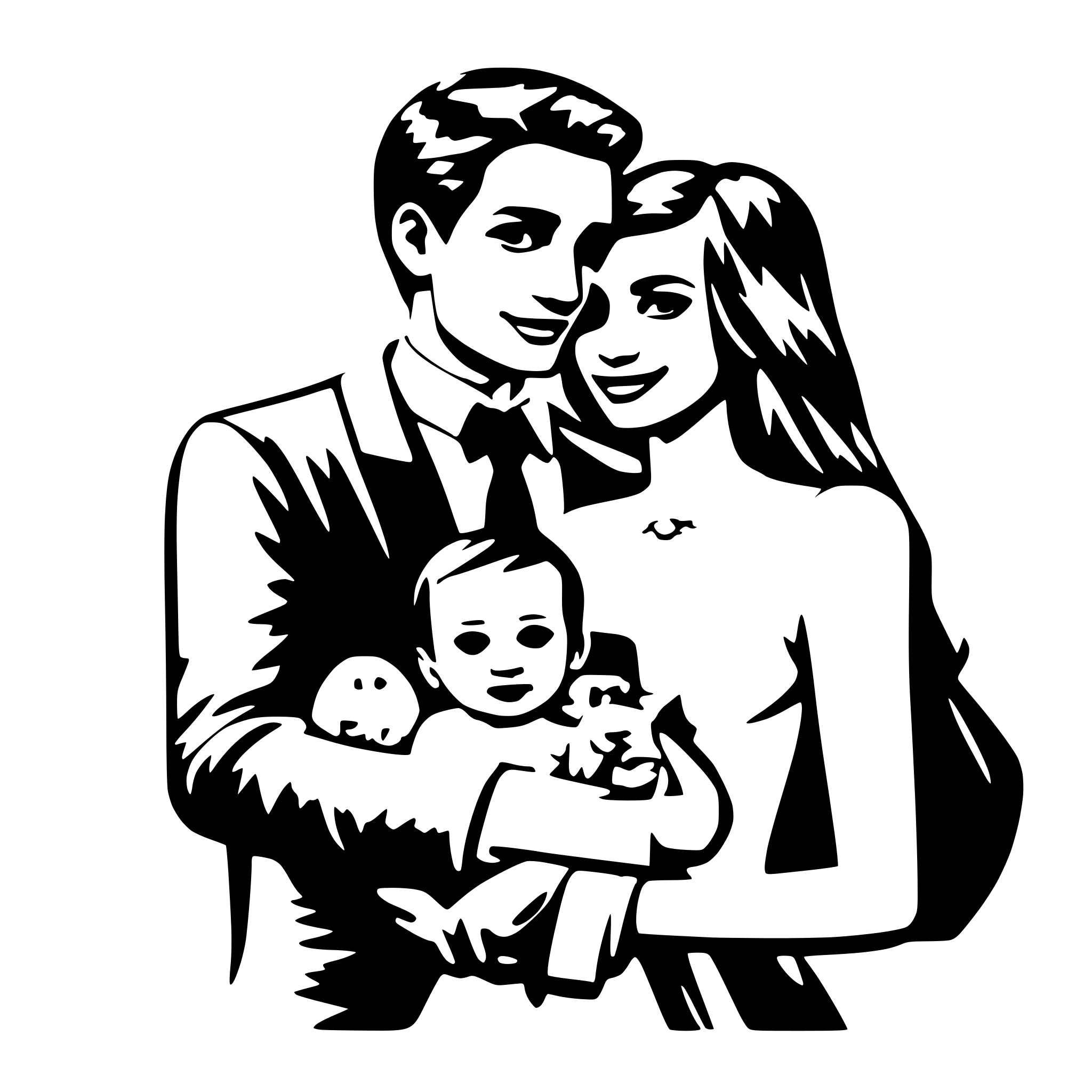 AI-generated SVG of a wedding couple with baby