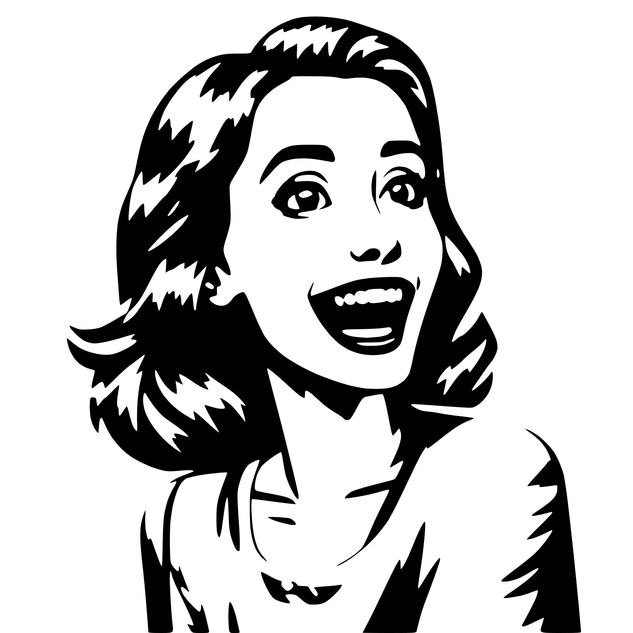AI-generated SVG of 'Young beautiful woman happily surprised'