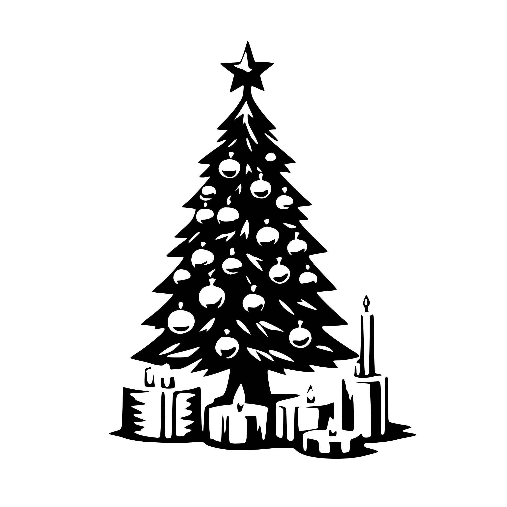 AI-generated SVG of a A beautiful Christmas tree with Christmas baubles and candles. There is a star at the top of the Christmas tree.
The presents are gathered at the bottom of the trunk