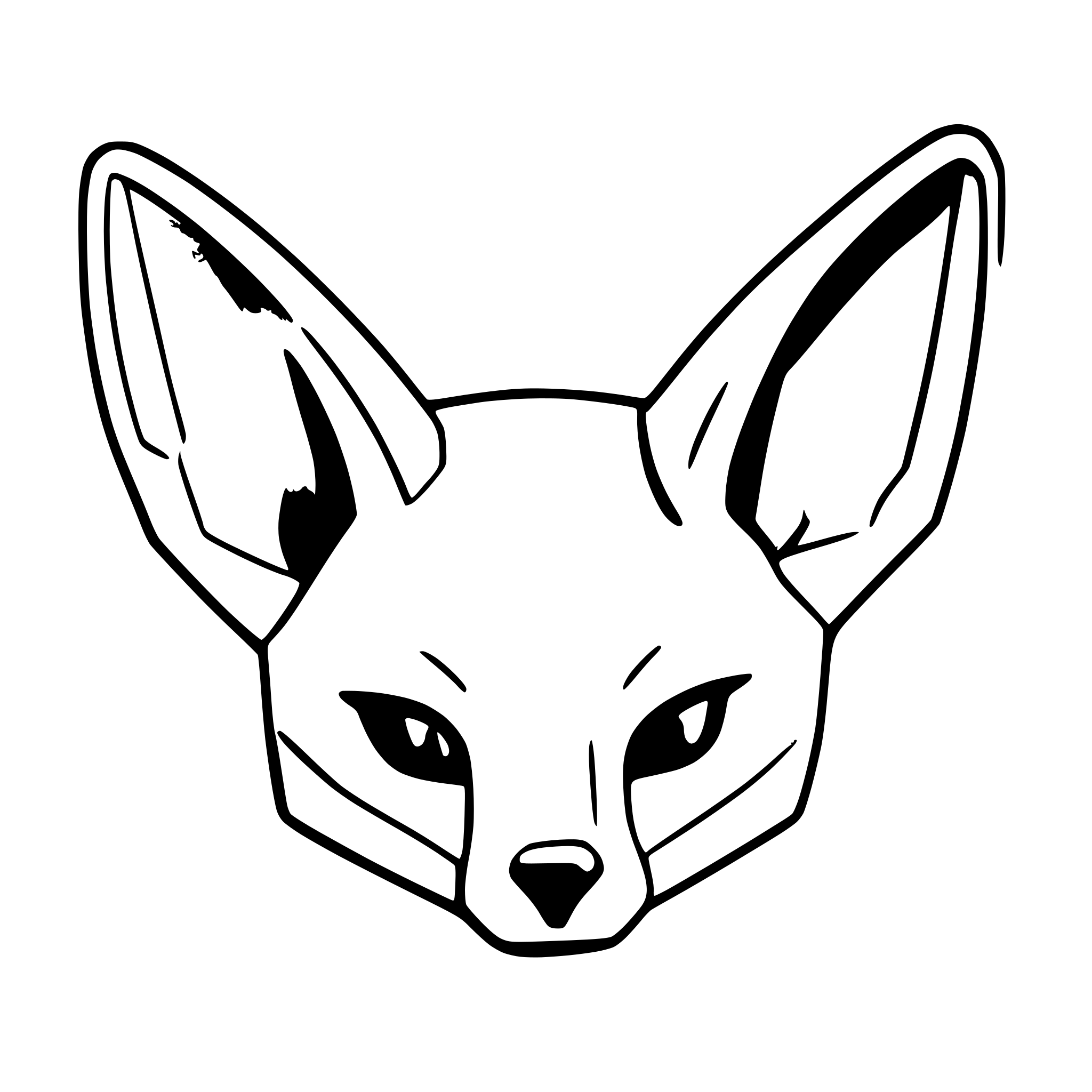 AI-generated SVG of a serious fennec fox head outline low poly