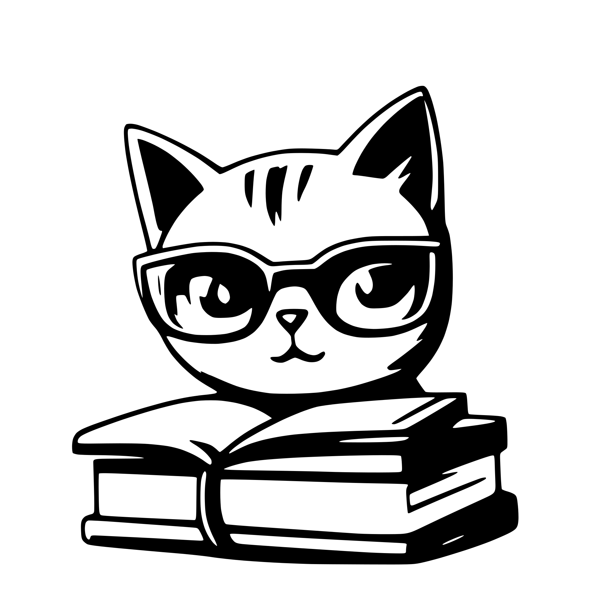 AI-generated SVG of 'Cat with glasse focused intently on a book. It should look and focus on the book, it should look like he actually reads'