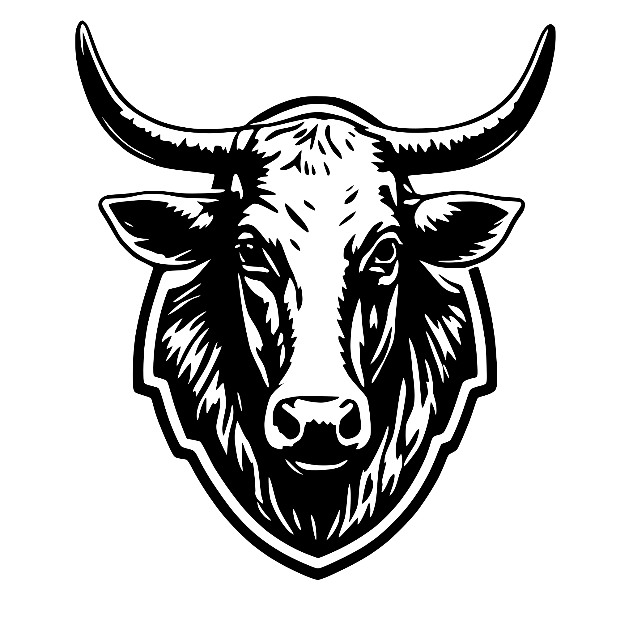 AI-generated SVG of a leather patch of longhorn cow