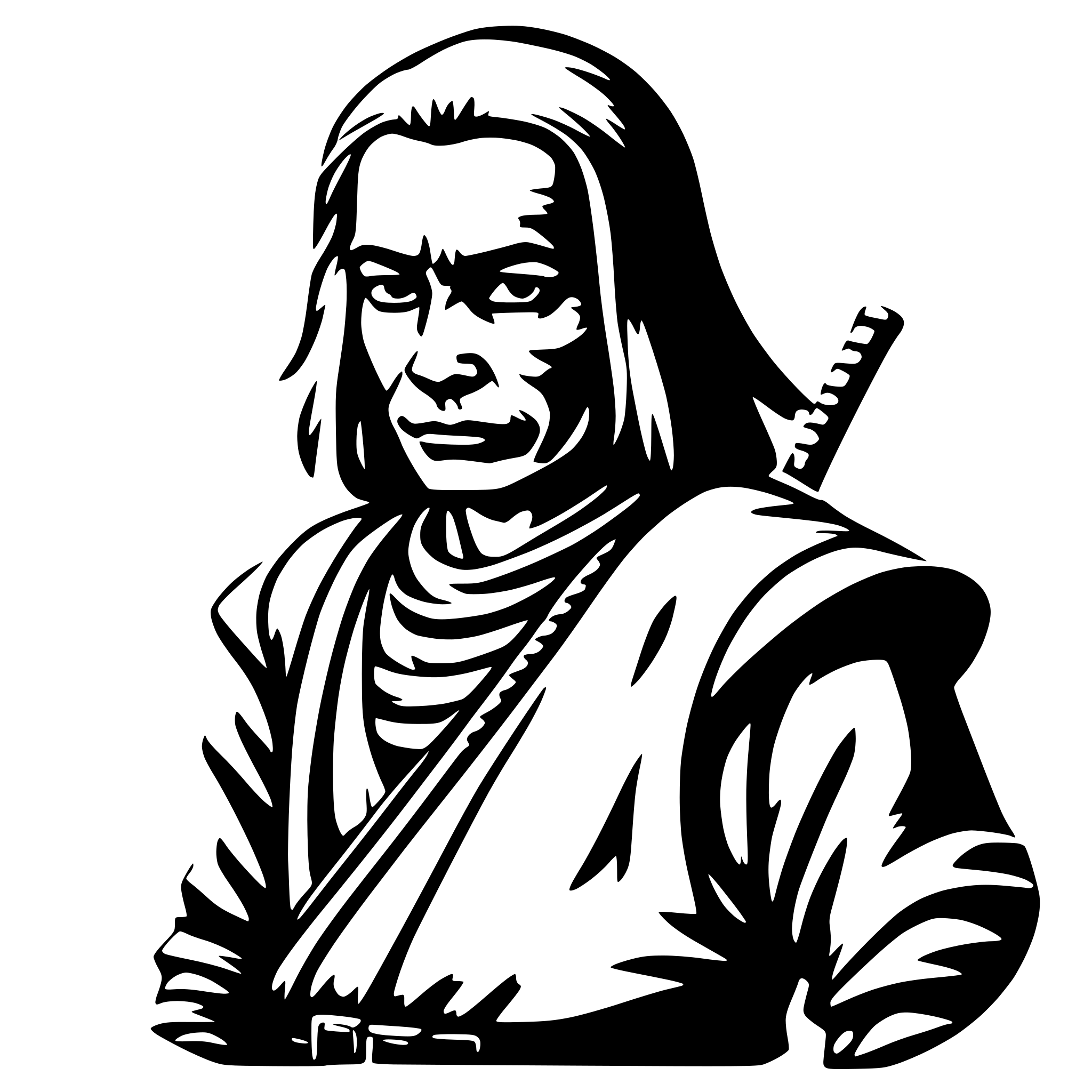 AI-generated SVG of a old samurai