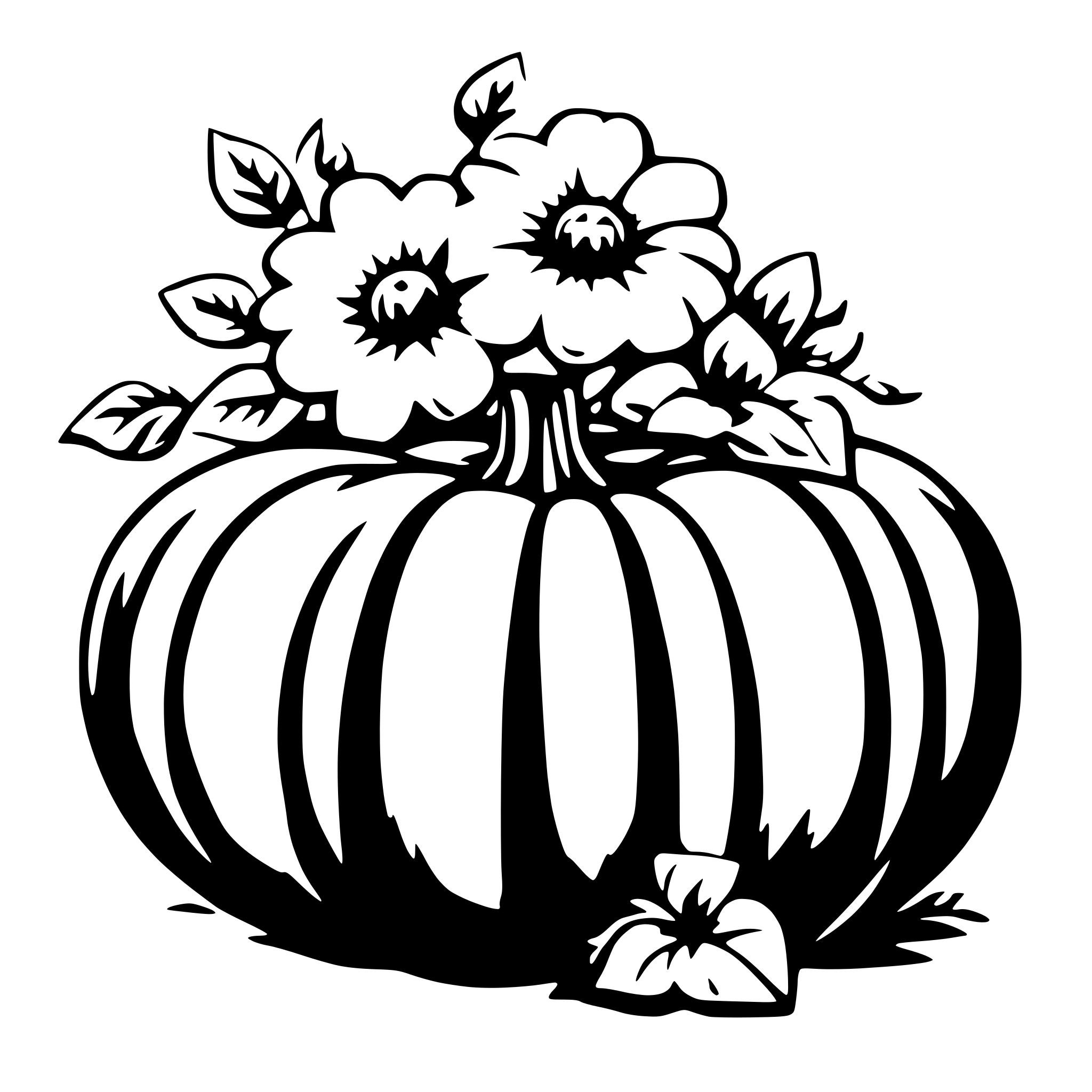 AI-generated SVG of a pumpkin with flowers