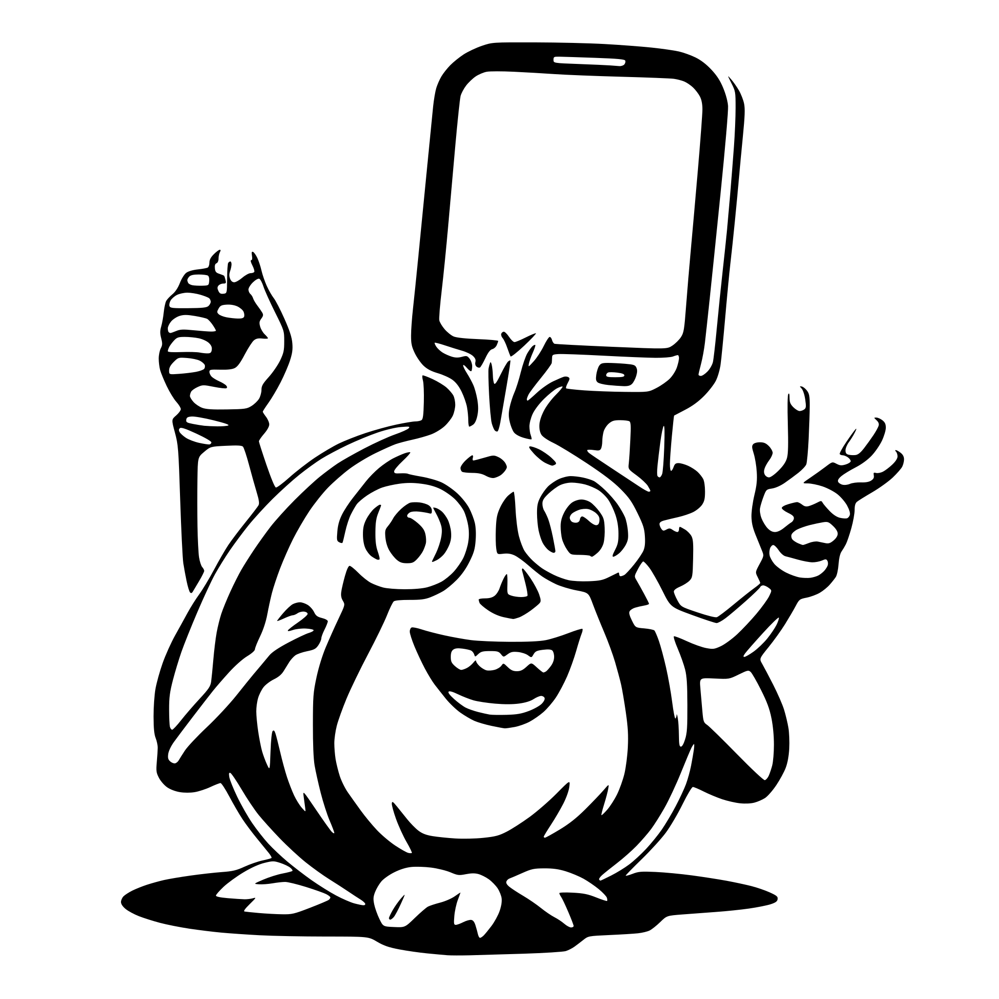 AI-generated SVG of a funny onion with telefon