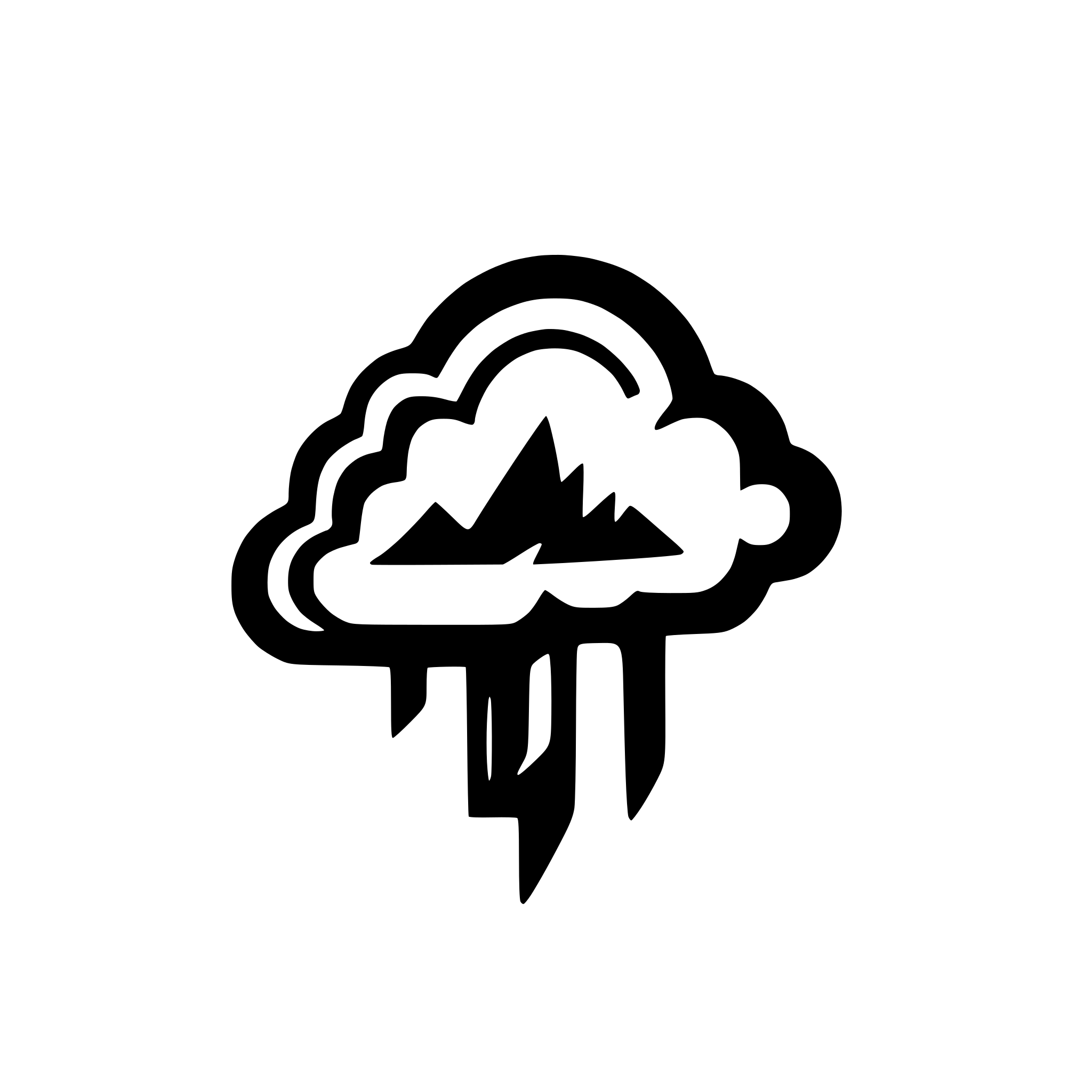 AI-generated SVG of a simplistic logo of a black and white cloud with a thunder in the center
