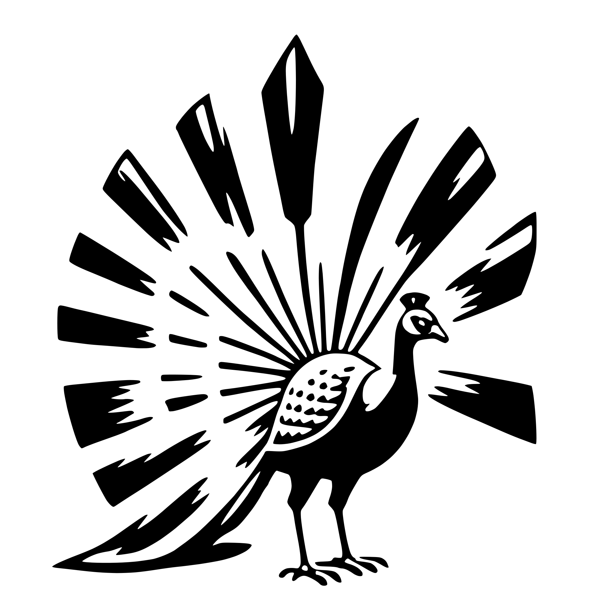 AI-generated SVG of 'peacock with fan'