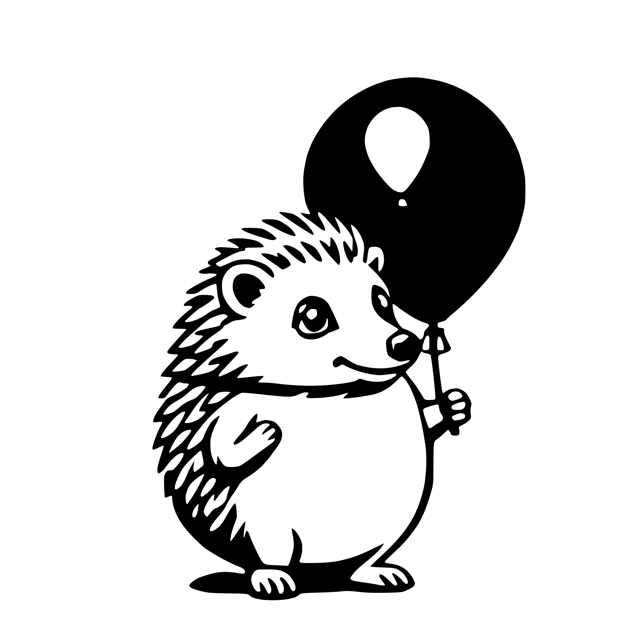 AI-generated SVG of a hedgehog with balloon
