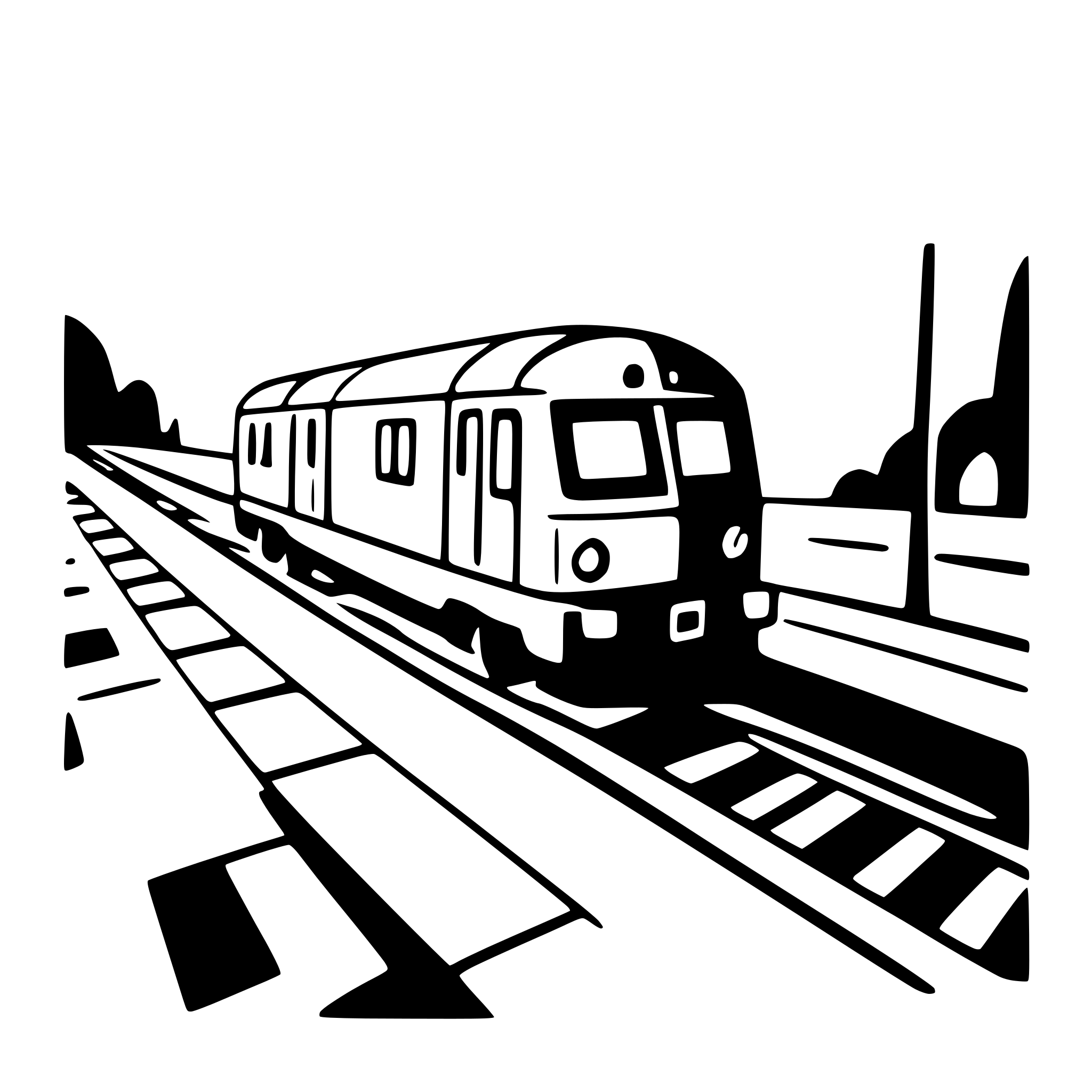 AI-generated SVG of a train crossing bridge
