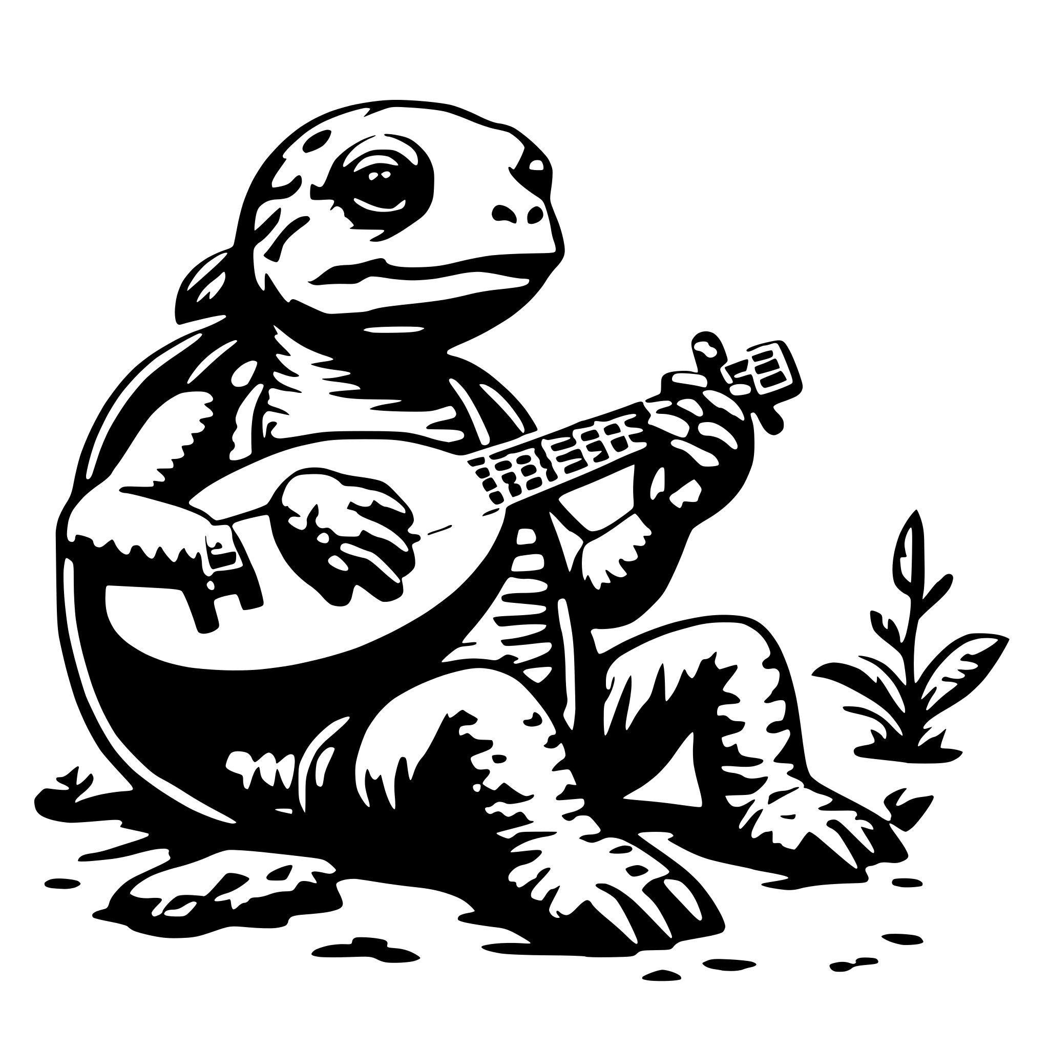 AI-generated SVG of 'turtle playing banjo'