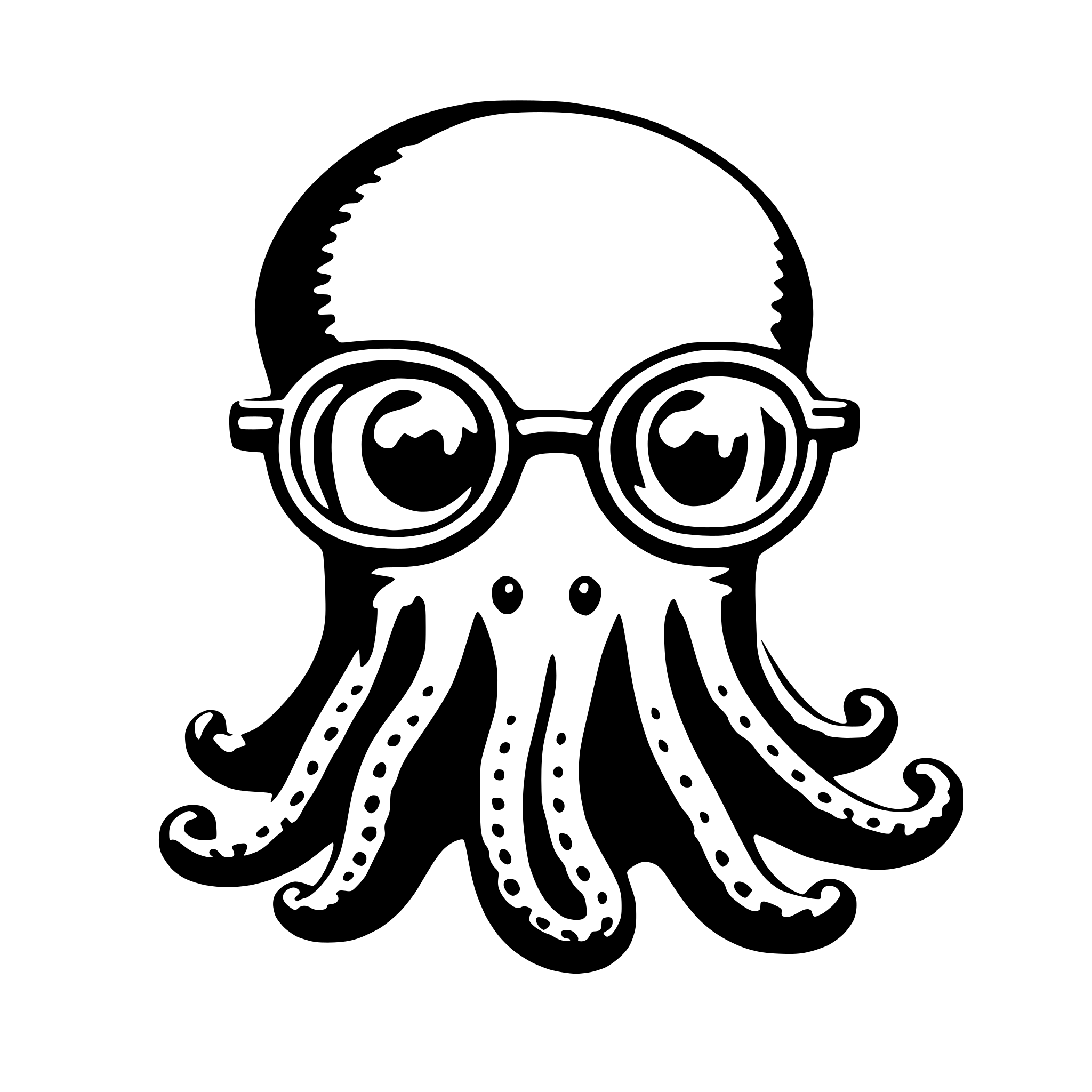 AI-generated SVG of a smart octopus in glasses