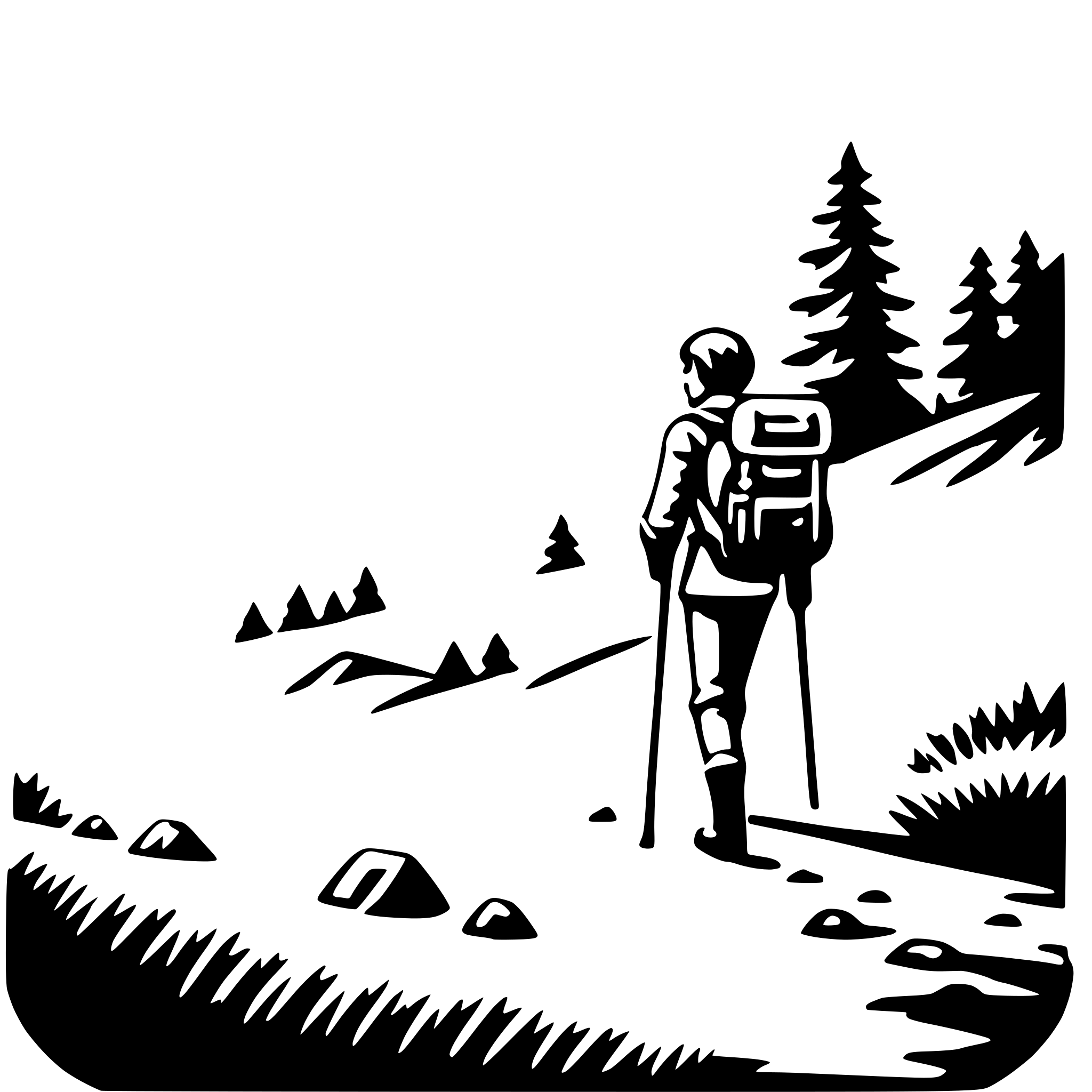 AI-generated SVG of a high-altitude hiking
