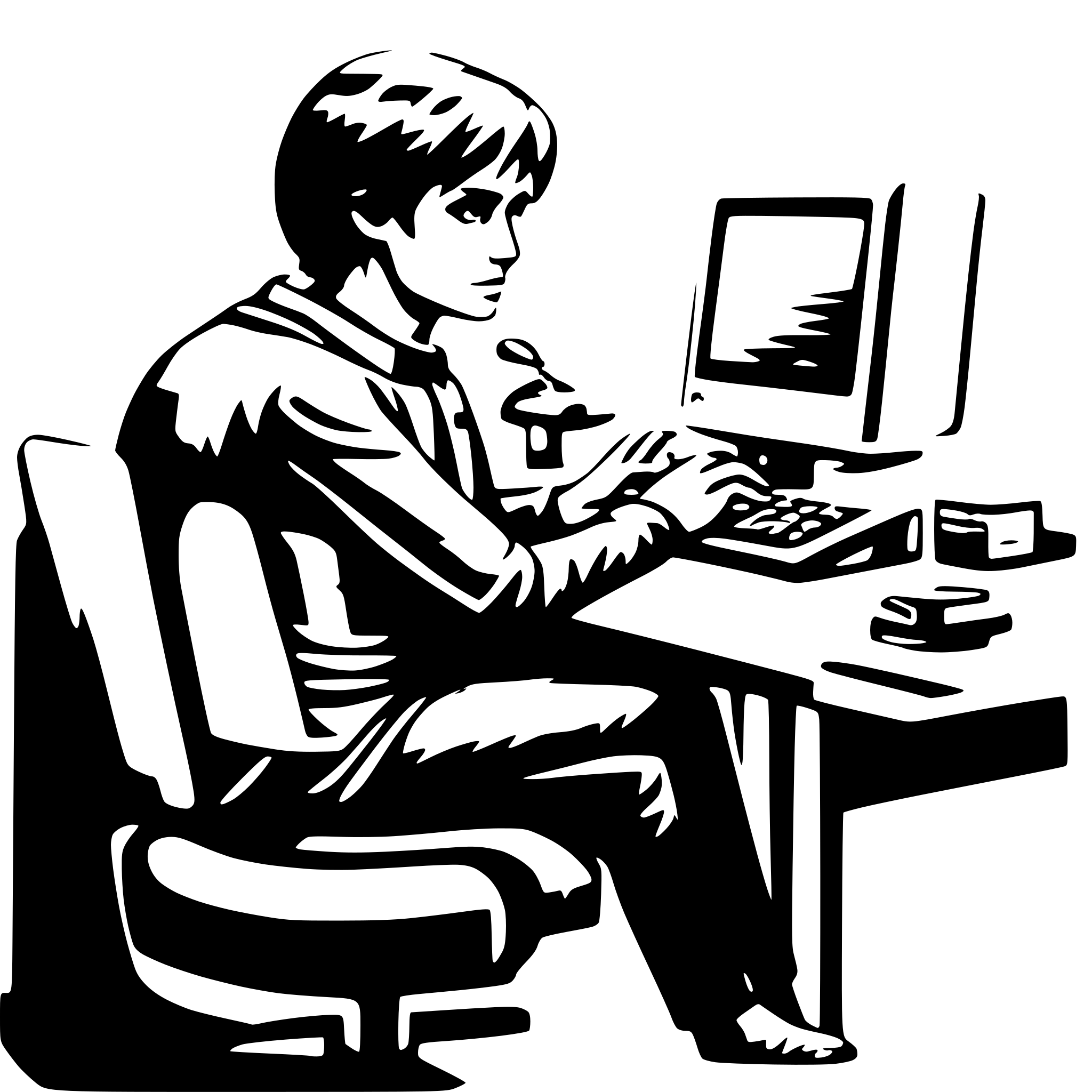 AI-generated SVG of 'guy typing on computer'