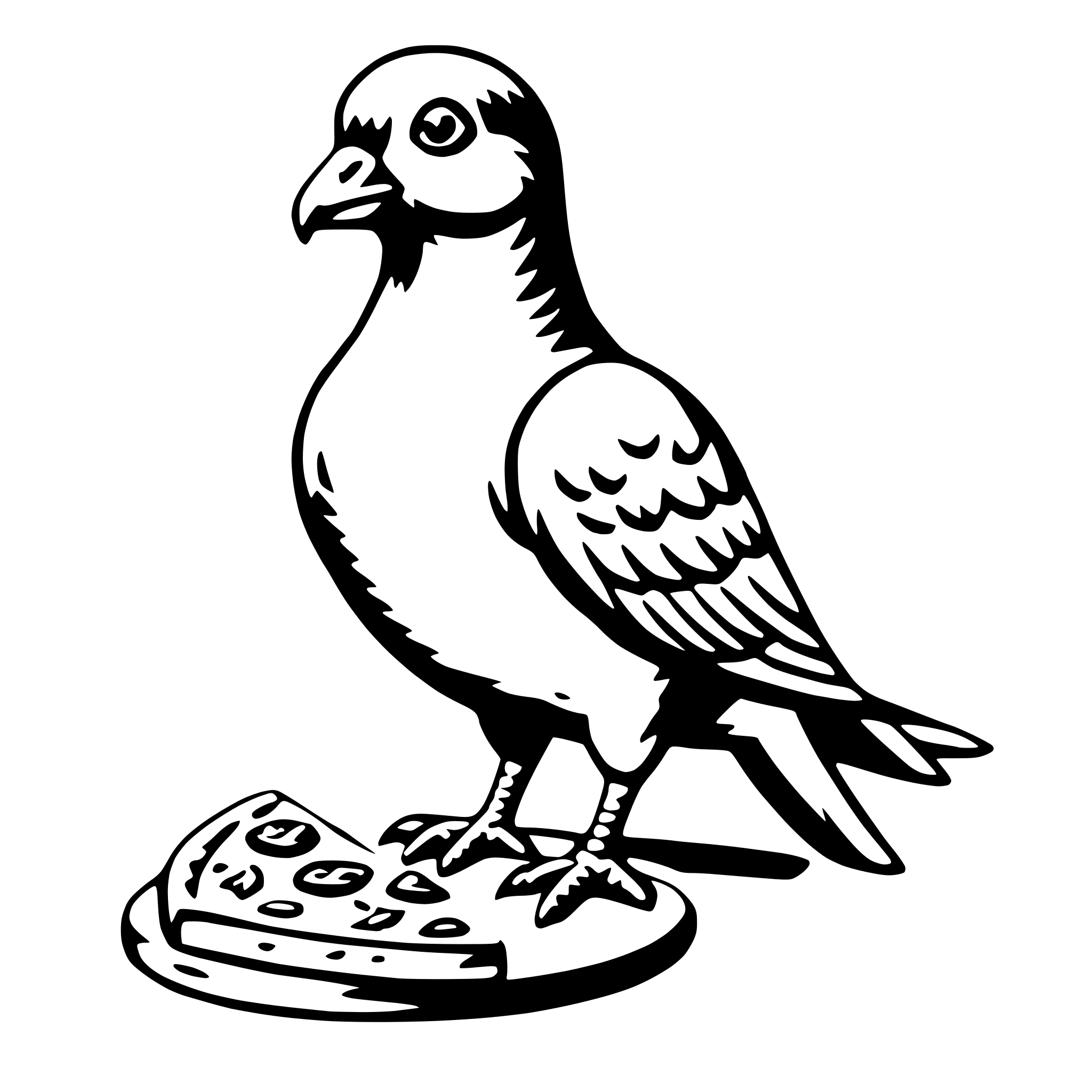 AI-generated SVG of a pigeon with pizza