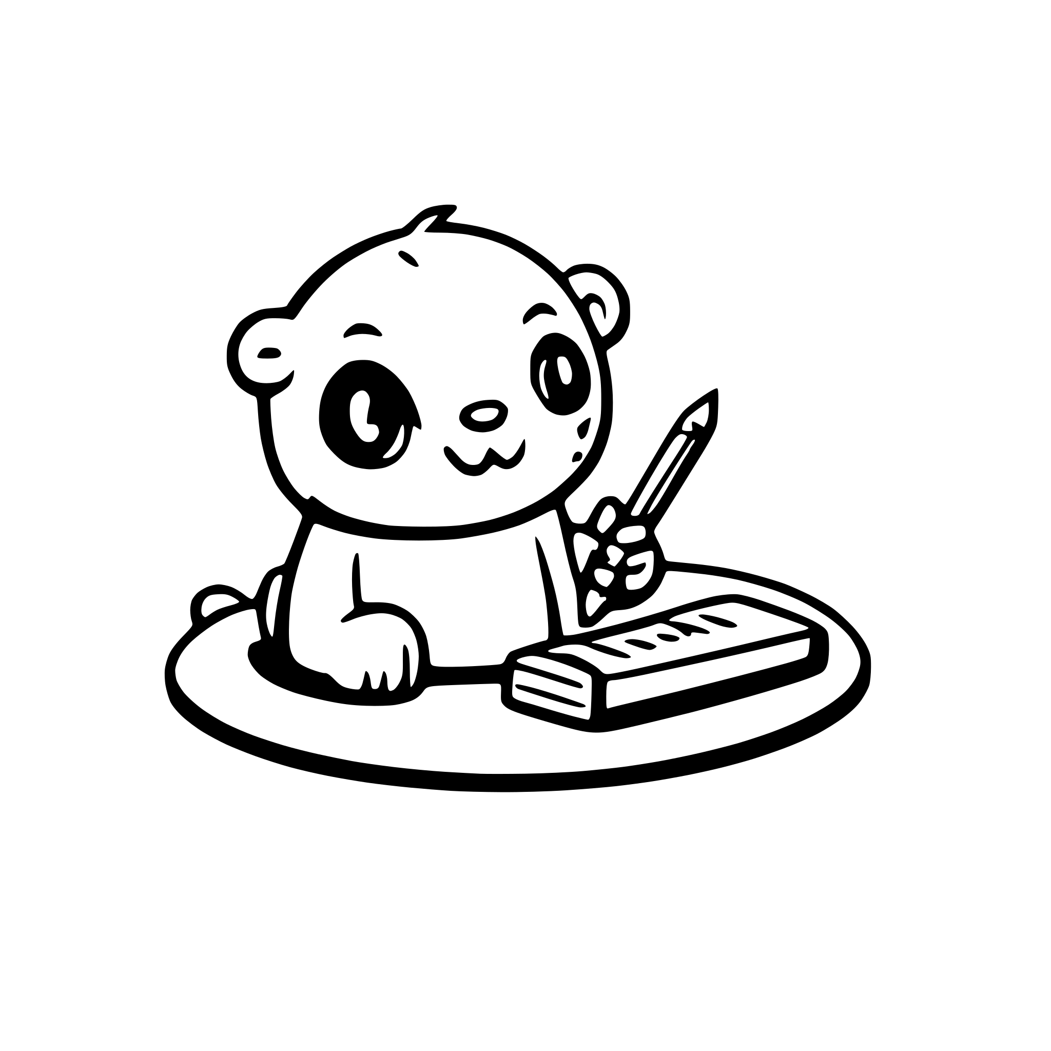 AI-generated SVG of a a seal is writing with a pen