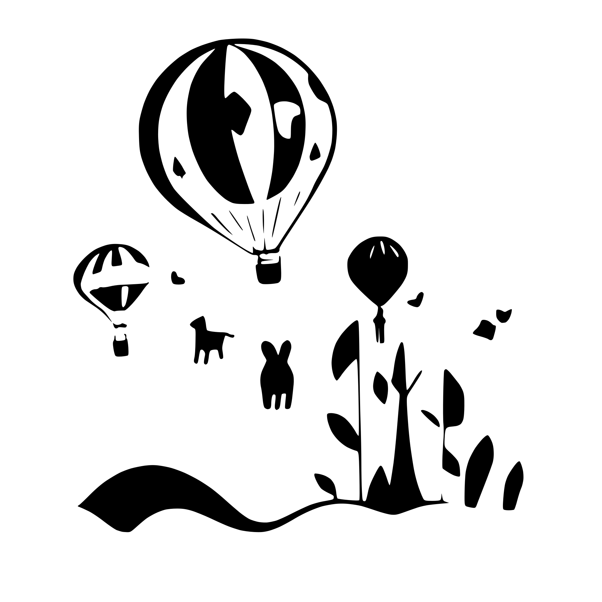 AI-generated SVG of 'balloon animals in the sky'