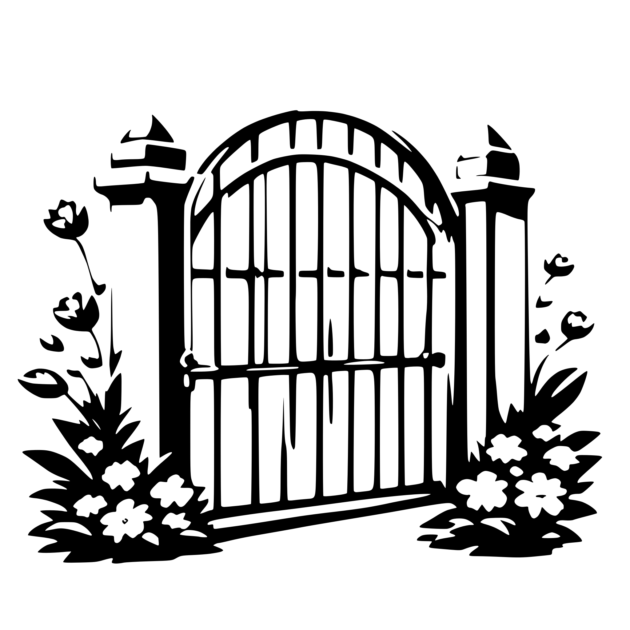 AI-generated SVG of 'a gate with flowers'