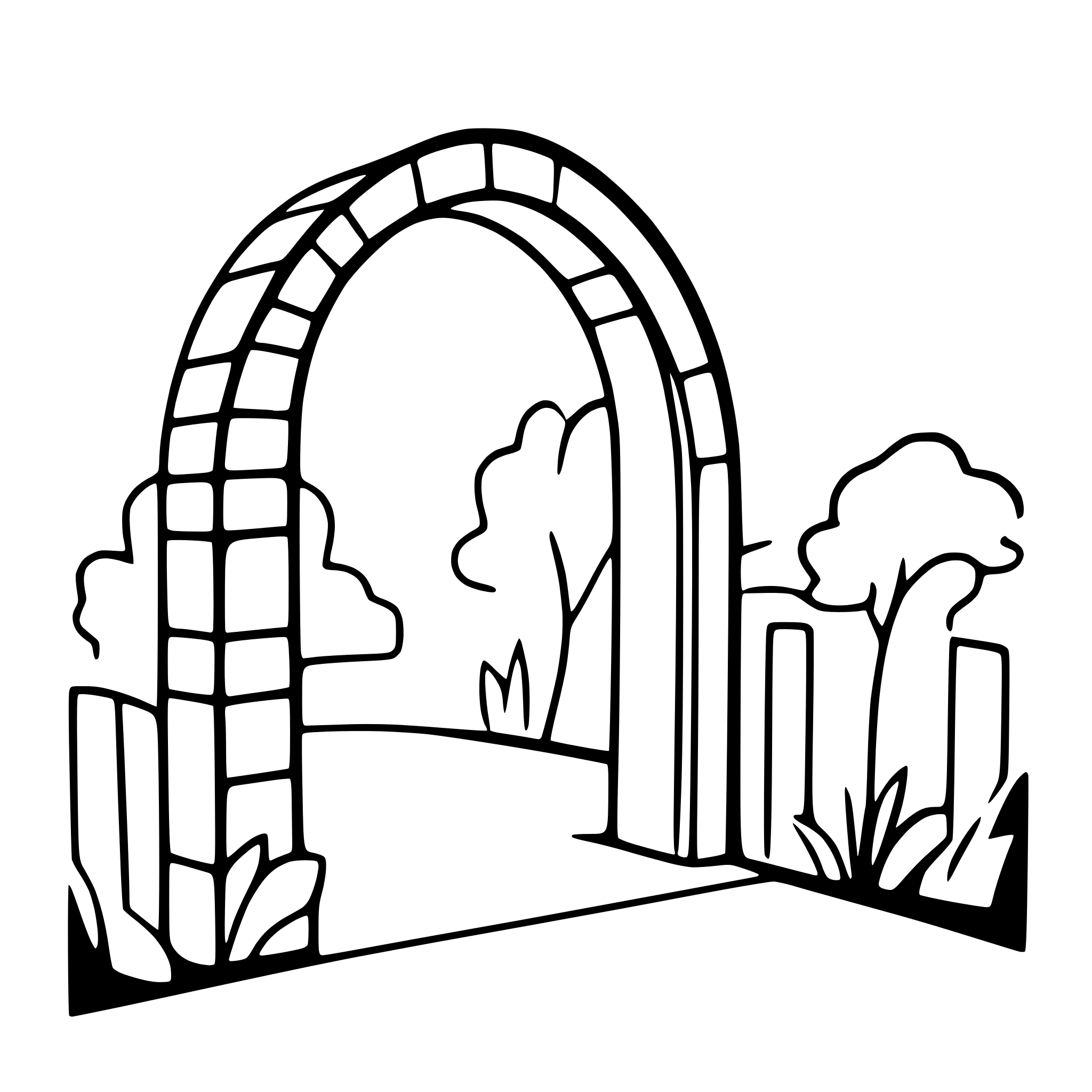 AI-generated SVG of 'archway in garden'