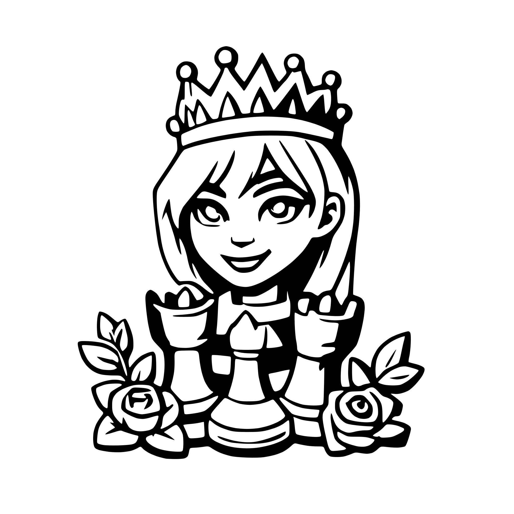 AI-generated SVG of a chess queen symbol surrounded by roses and thorns