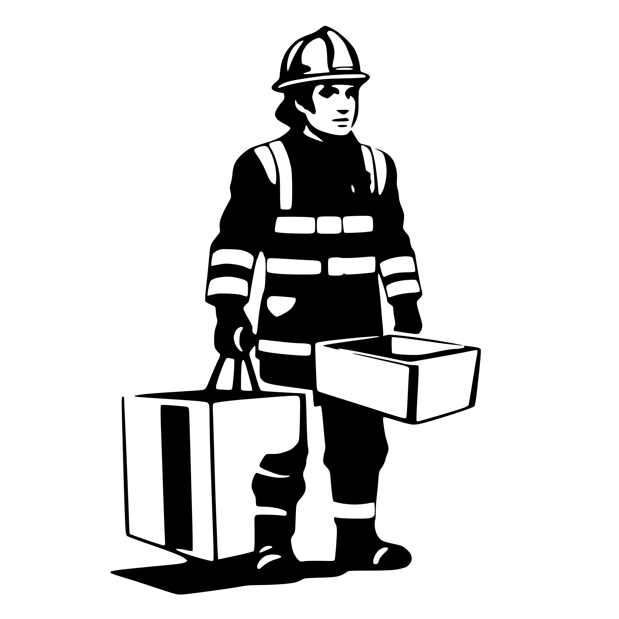 AI-generated SVG of a Fire Fighter lifting a box