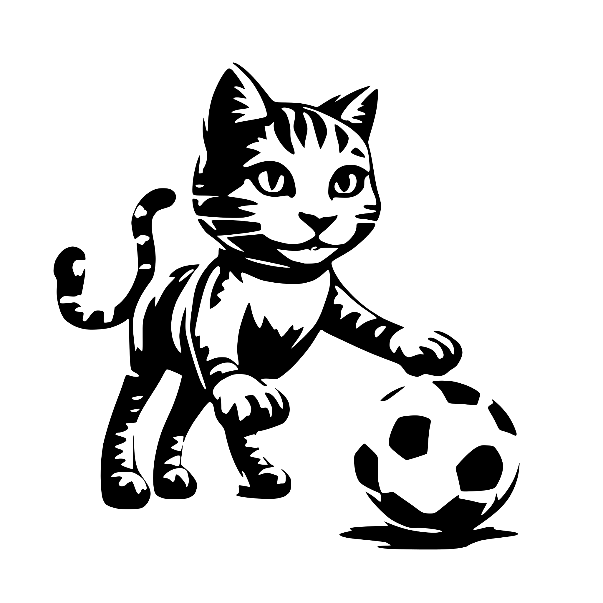 AI-generated SVG of 'a teenage feline playing soccer'