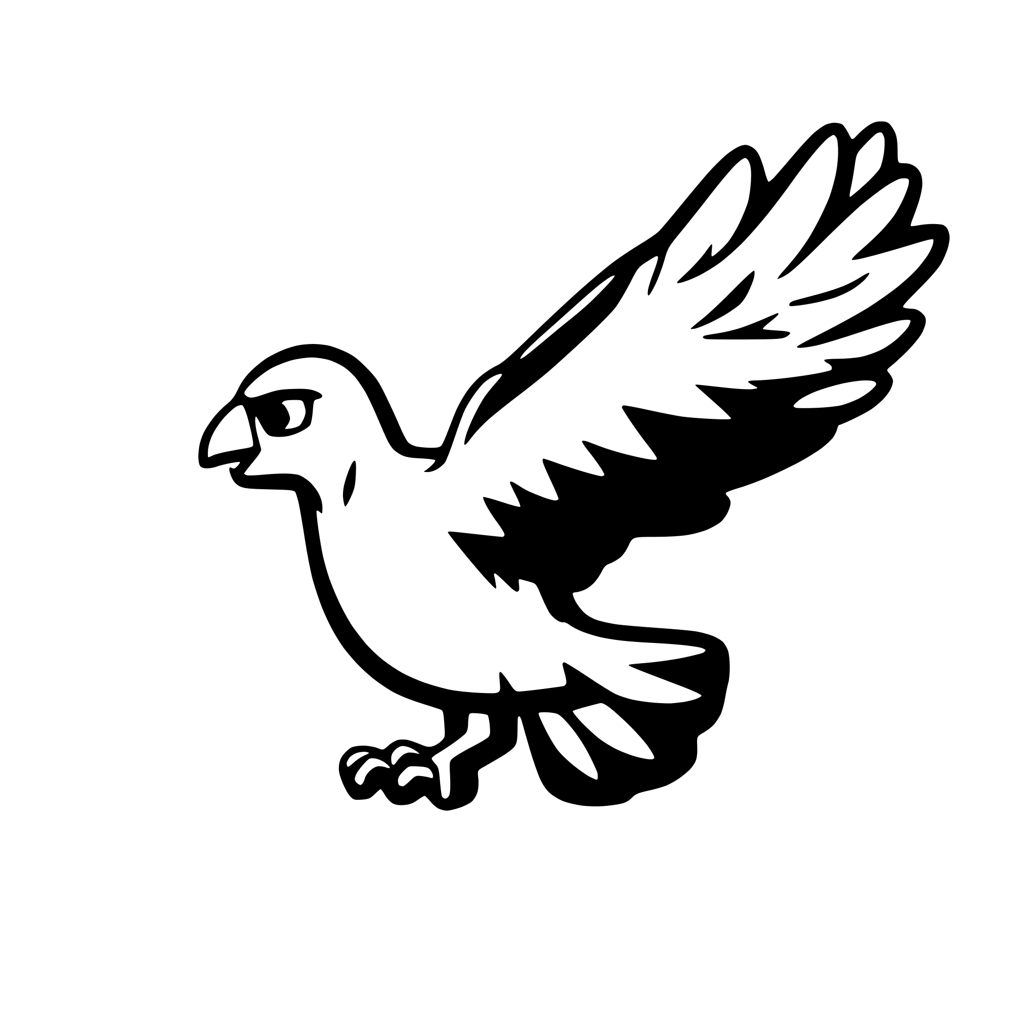 AI-generated SVG of a side profile of a cartoon falcon flying