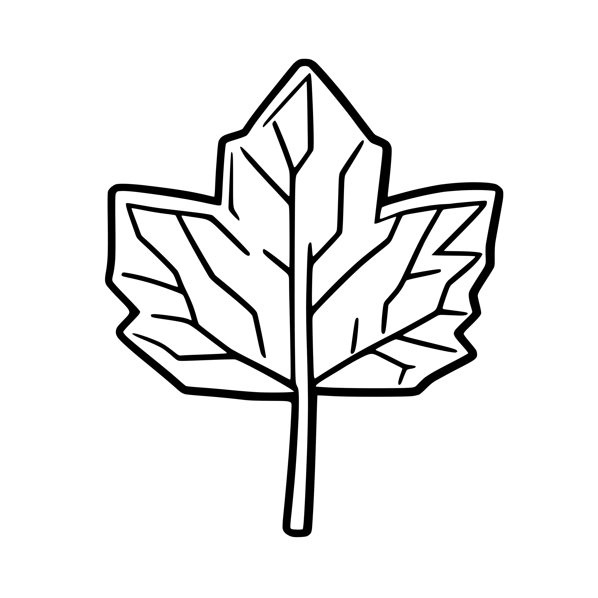 AI-generated SVG of a A black and white SVG of a maple leaf with five distinct pointed lobes. AI-generated SVG of a A black and white SVG of a maple leaf with five distinct pointed lobes.
