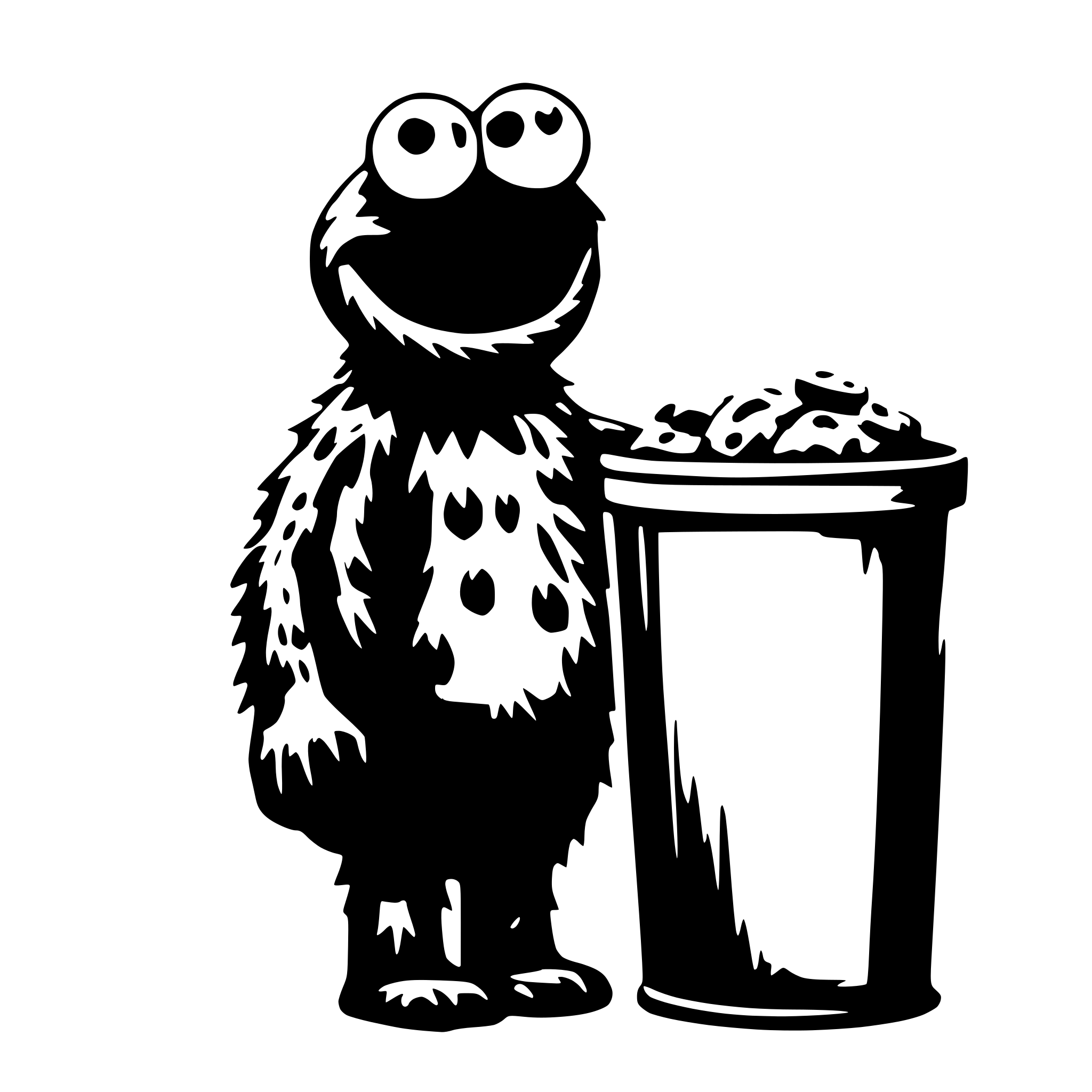 AI-generated SVG of a Cookie Monster from the garbage can