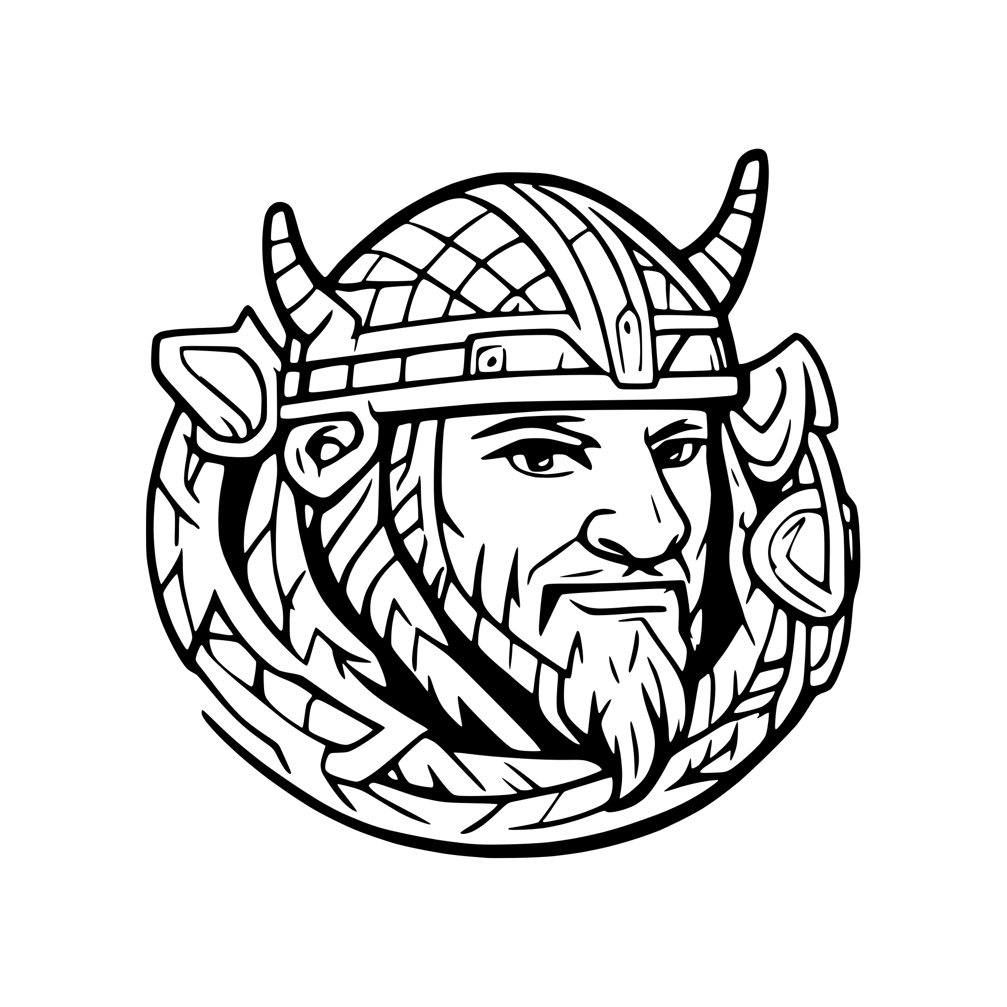 AI-generated SVG of a viking head with helmet facing forward