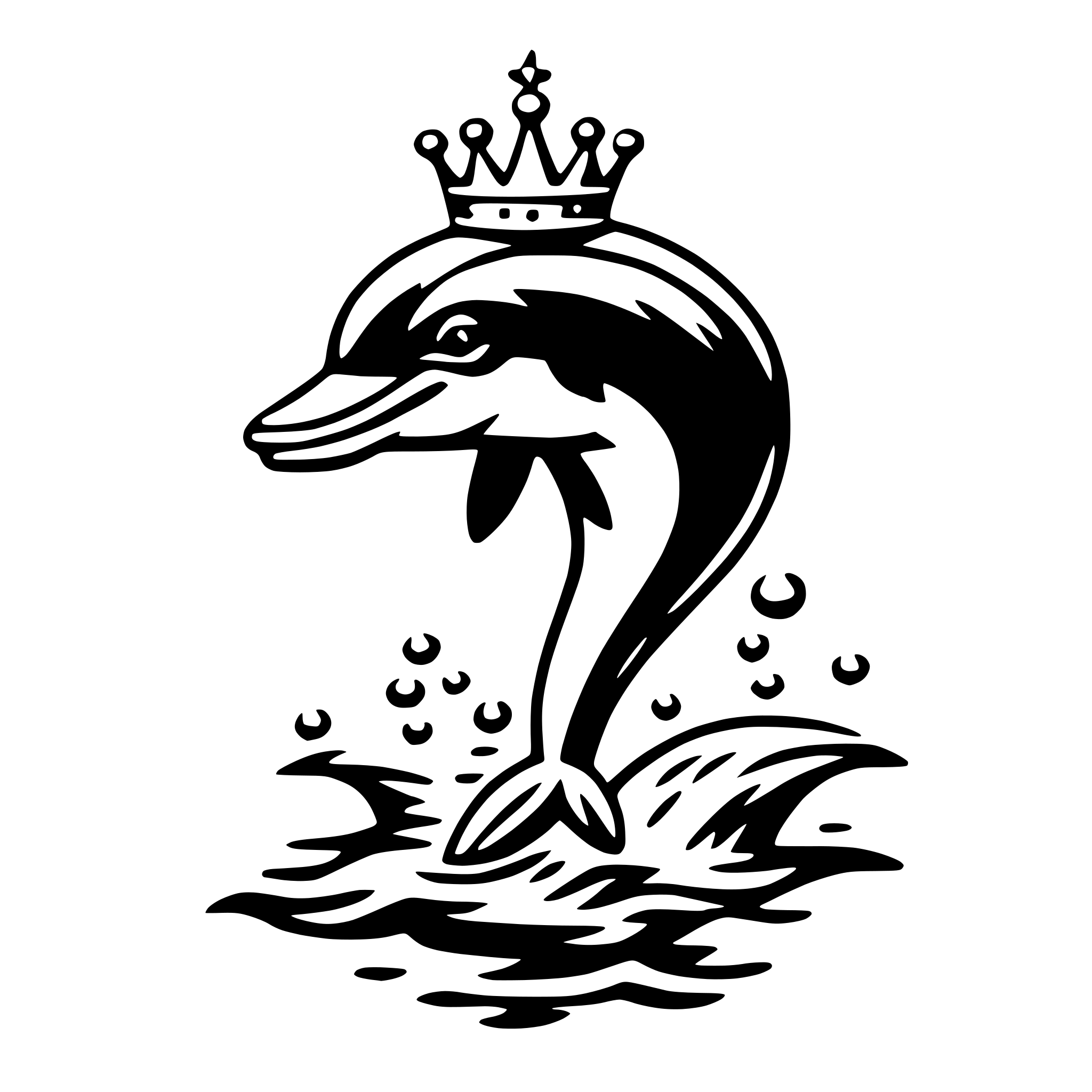 AI-generated SVG of a dolphin with crown