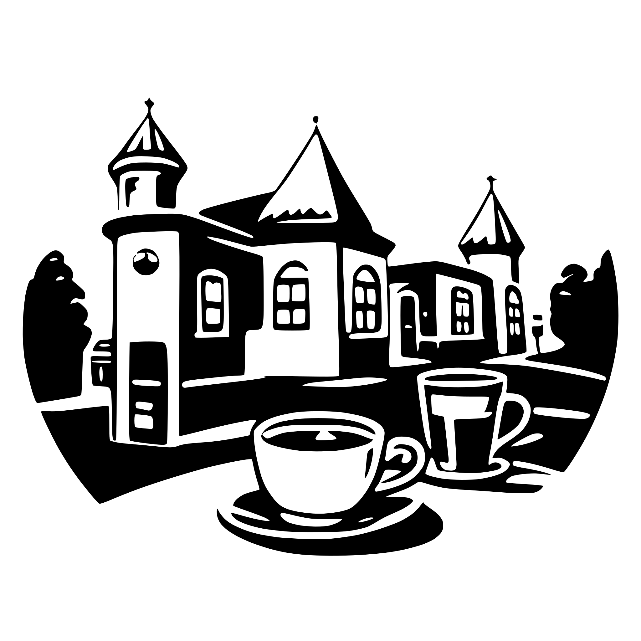 AI-generated SVG of 'global village coffeehouse t-shirt icon'