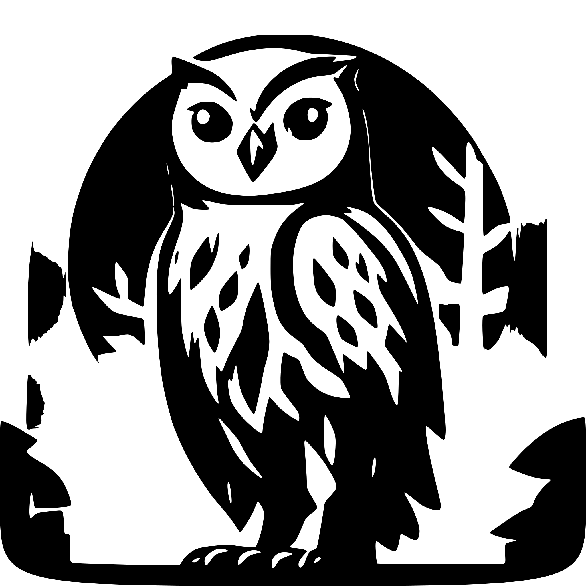AI-generated SVG of a realistic owl silhouette in a static composition filled in black color